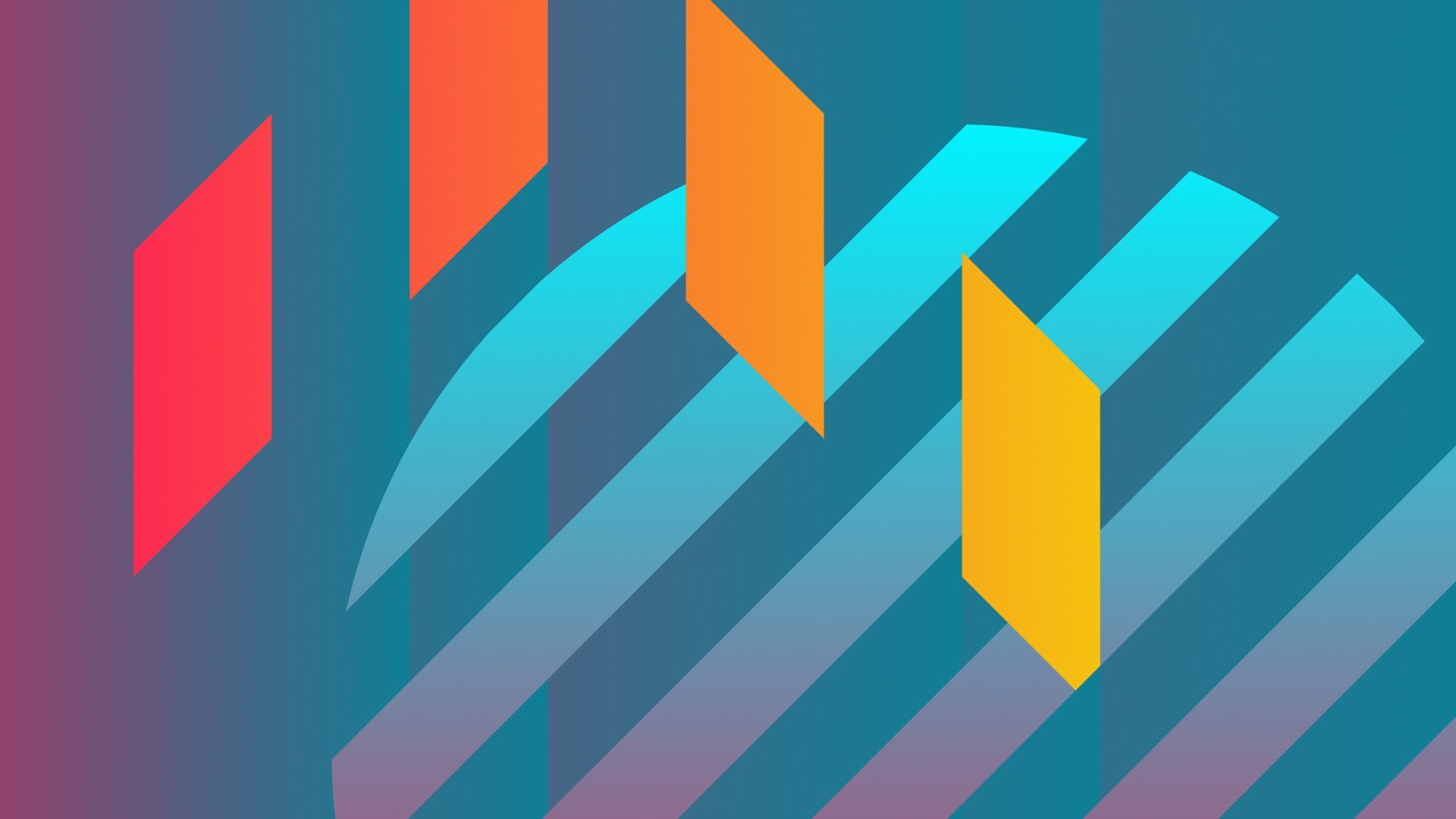Orange, blue, 1080P, Colorful, neon, Flatdesign, HD Wallpaper