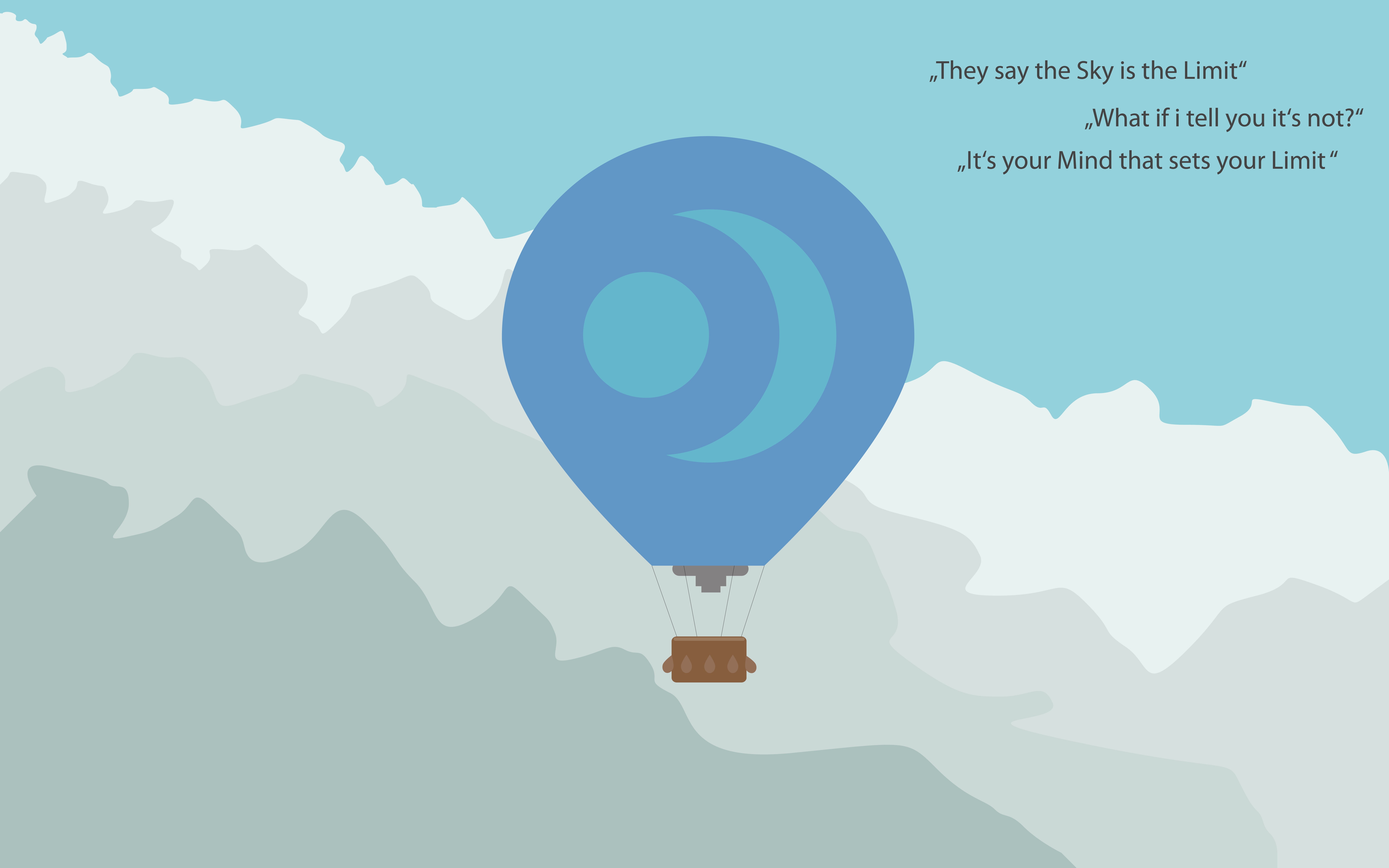 minimalism, flying, clouds, hot air balloons, 8K, Flatdesign, motivational, HD Wallpaper