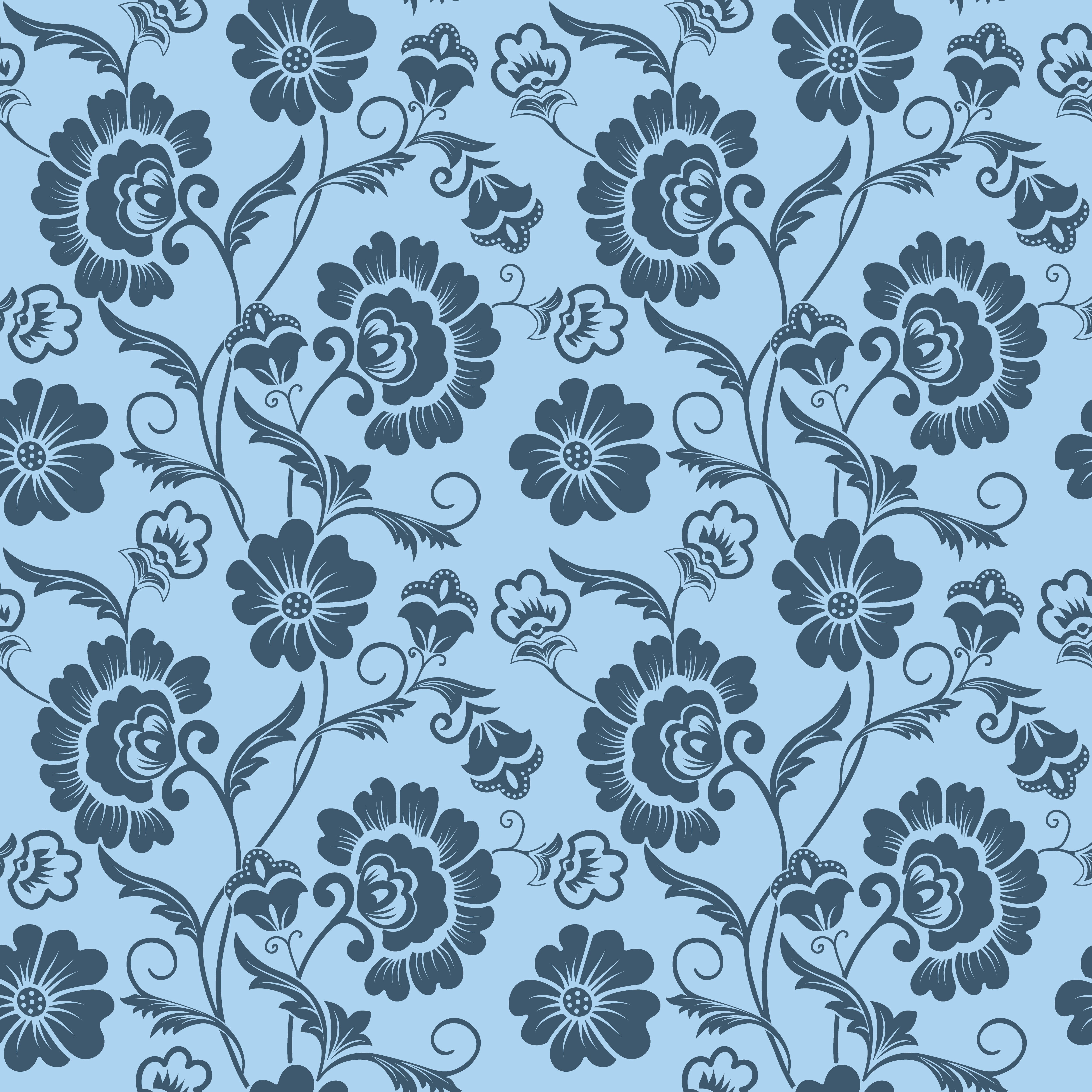 plant part, seamless pattern, vintage, no people, abstract, plant, nature, 4K, background, gray, growth, decoration, blue, shape, floral pattern, texture, Phone HD Wallpaper