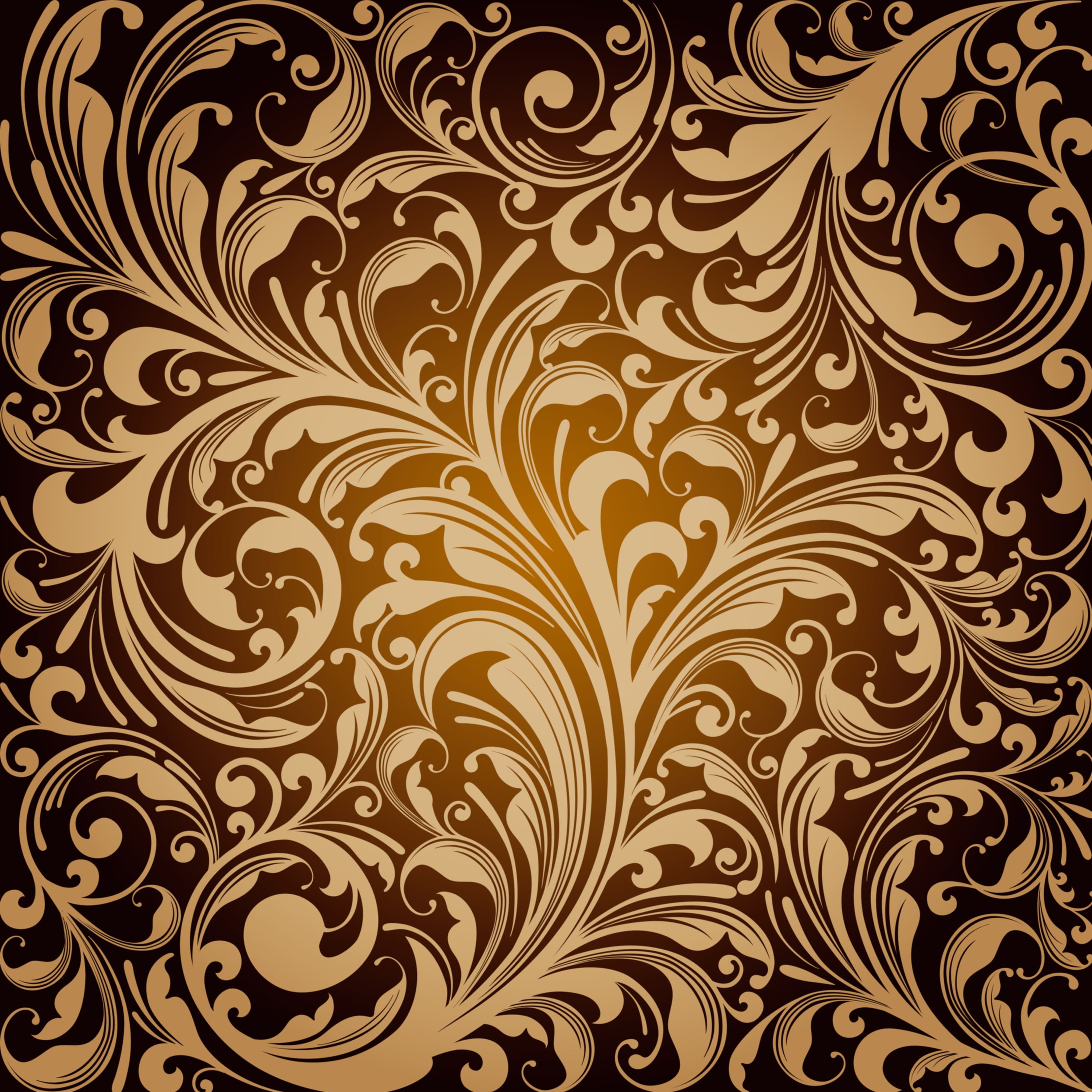 shape, golden, vintage, classic, victorian Style, nature, abstract, swirl, black, art, silk, art and craft, brown, yellow, ornament, luxury, indoors, decoration, Phone HD Wallpaper