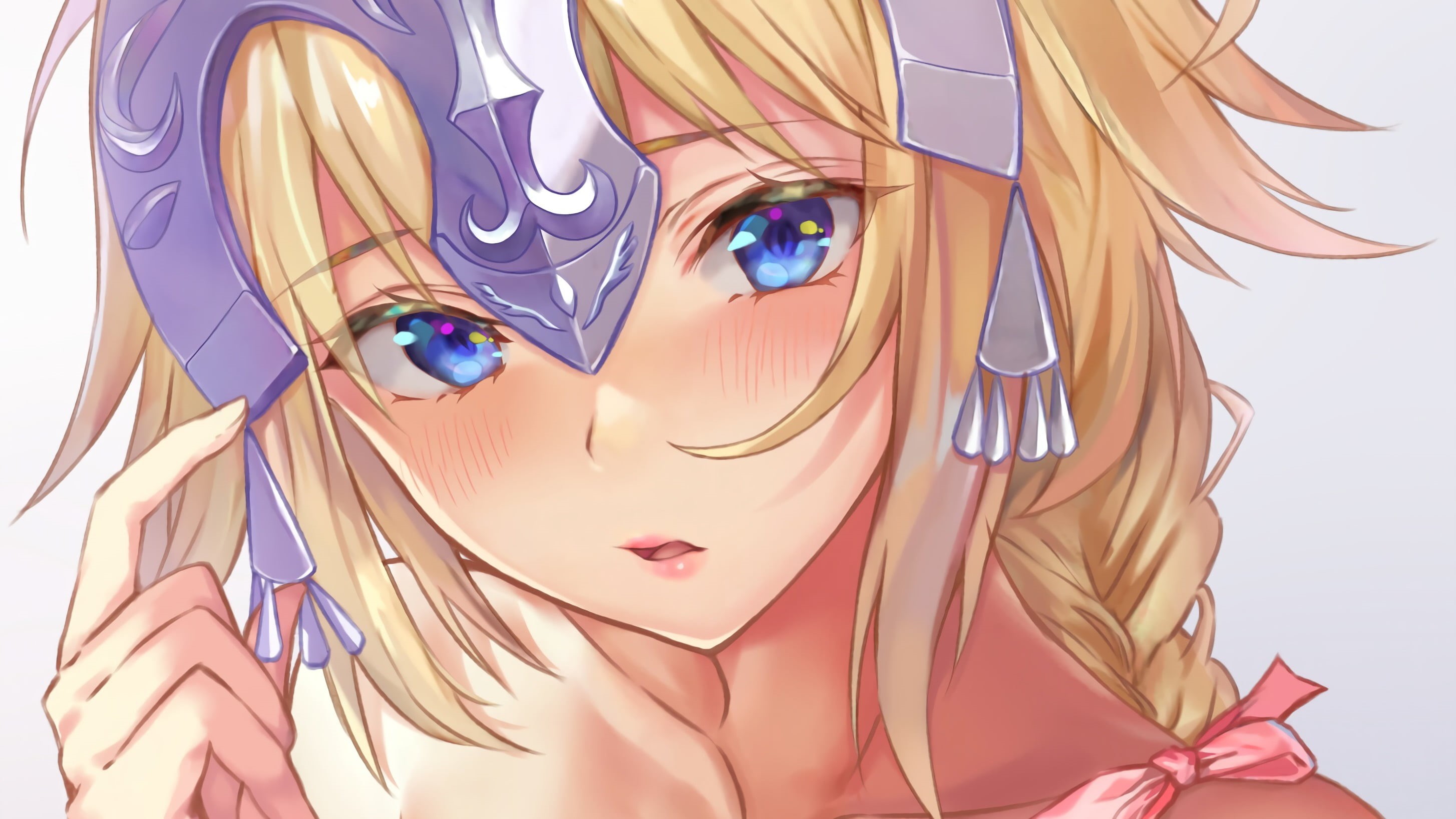 Fate/Grand Order, anime girls, pattern, blue eyes, close-up, floral pattern, creativity, 2K, still life, Fate Series, Jeanne dArc, long hair, no people, HD Wallpaper