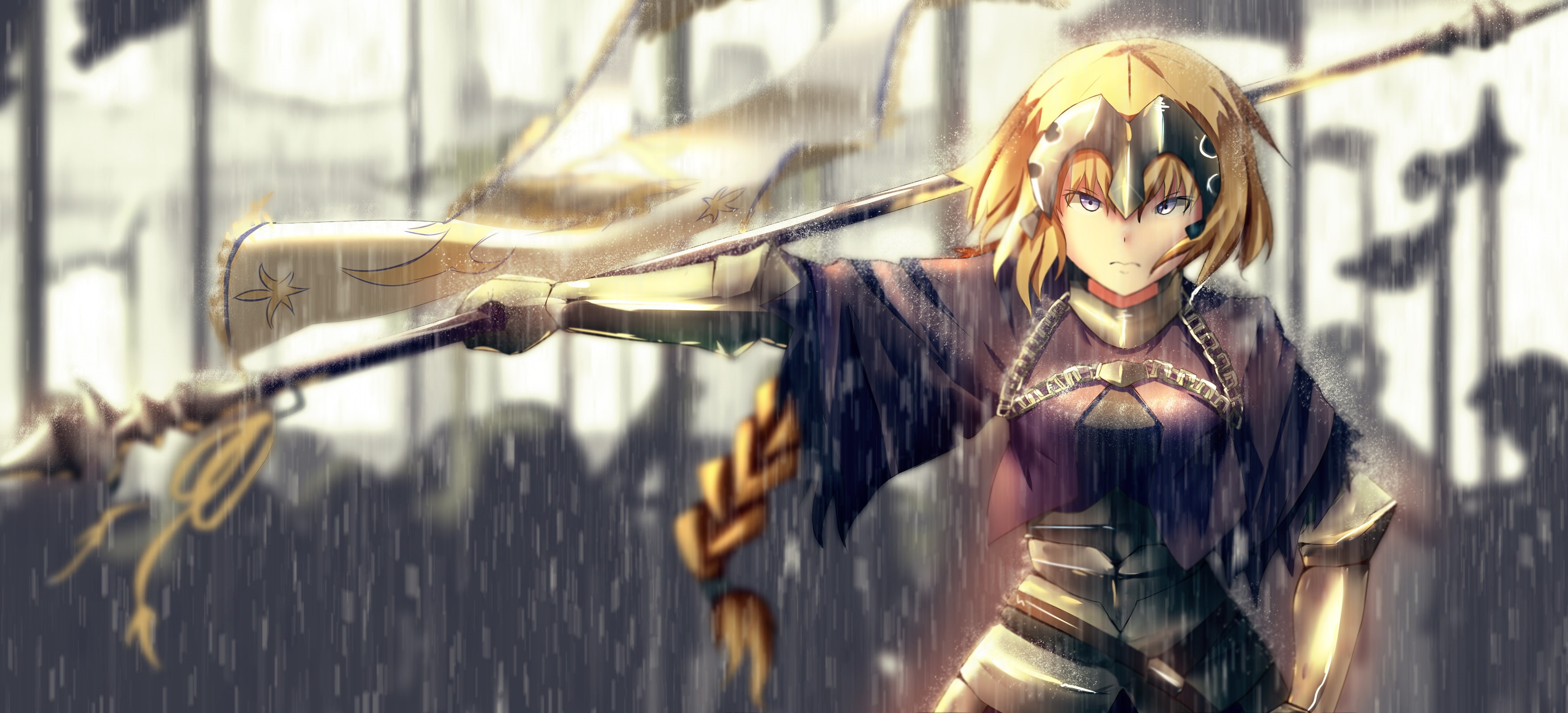 video games, hairstyle, beautiful woman, leisure activity, rain, costume, real people, flag, battlefields, portrait, knight, outdoors, 2K, day, young adult, HD Wallpaper