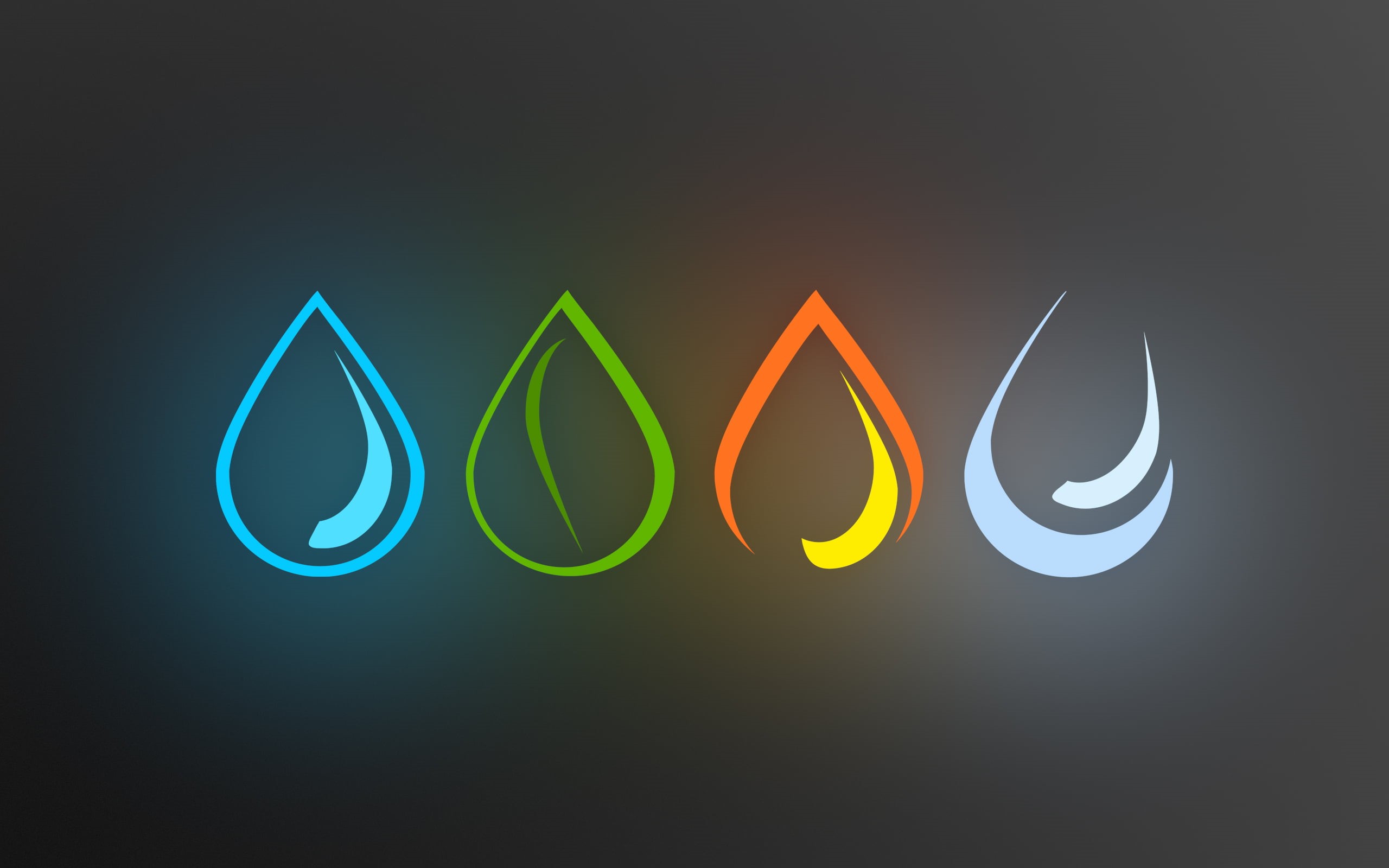 2K, information, green Color, sign, colorful, water, glowing, elements, four, design, black background, color, environment, no people, symbol, leaf, text, HD Wallpaper
