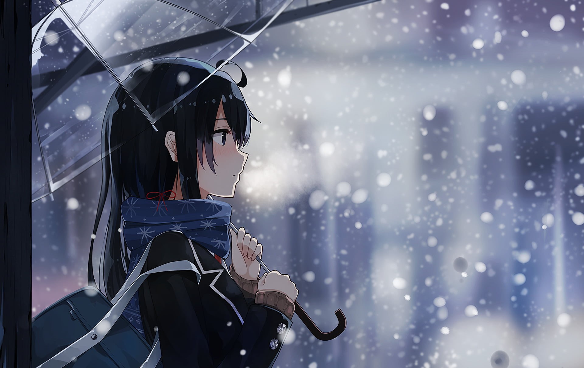 rain, winter sport, sport, My Teen Romantic Comedy SNAFU, focus on foreground, nature, people, day, beautiful, Yukino Yukinoshita, Oregairu, female, 1080P, HD Wallpaper