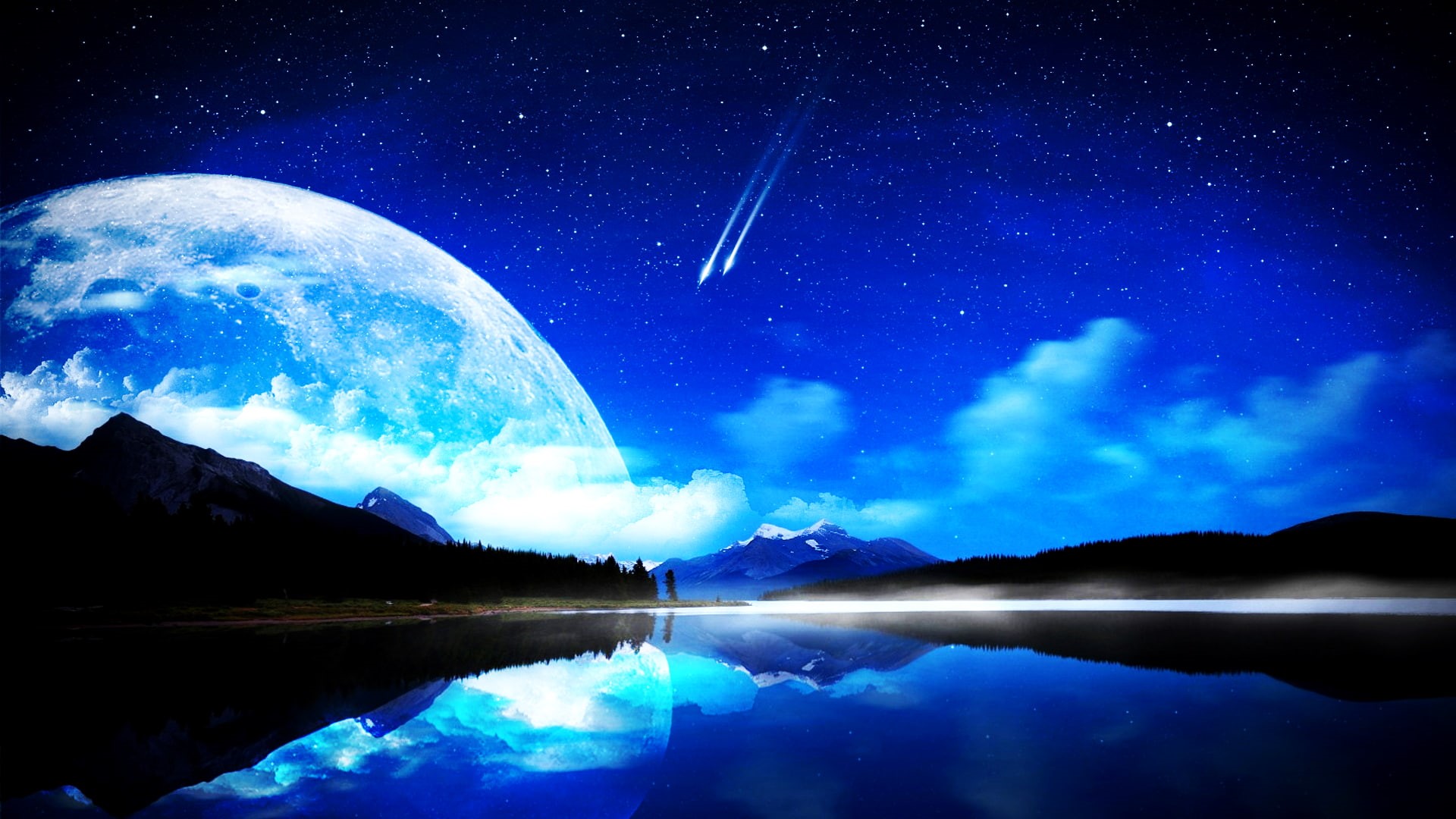 1920x1080, moon, 1080P, 4k moon, crescent, Blue, hd nature moon, nature, HD Wallpaper