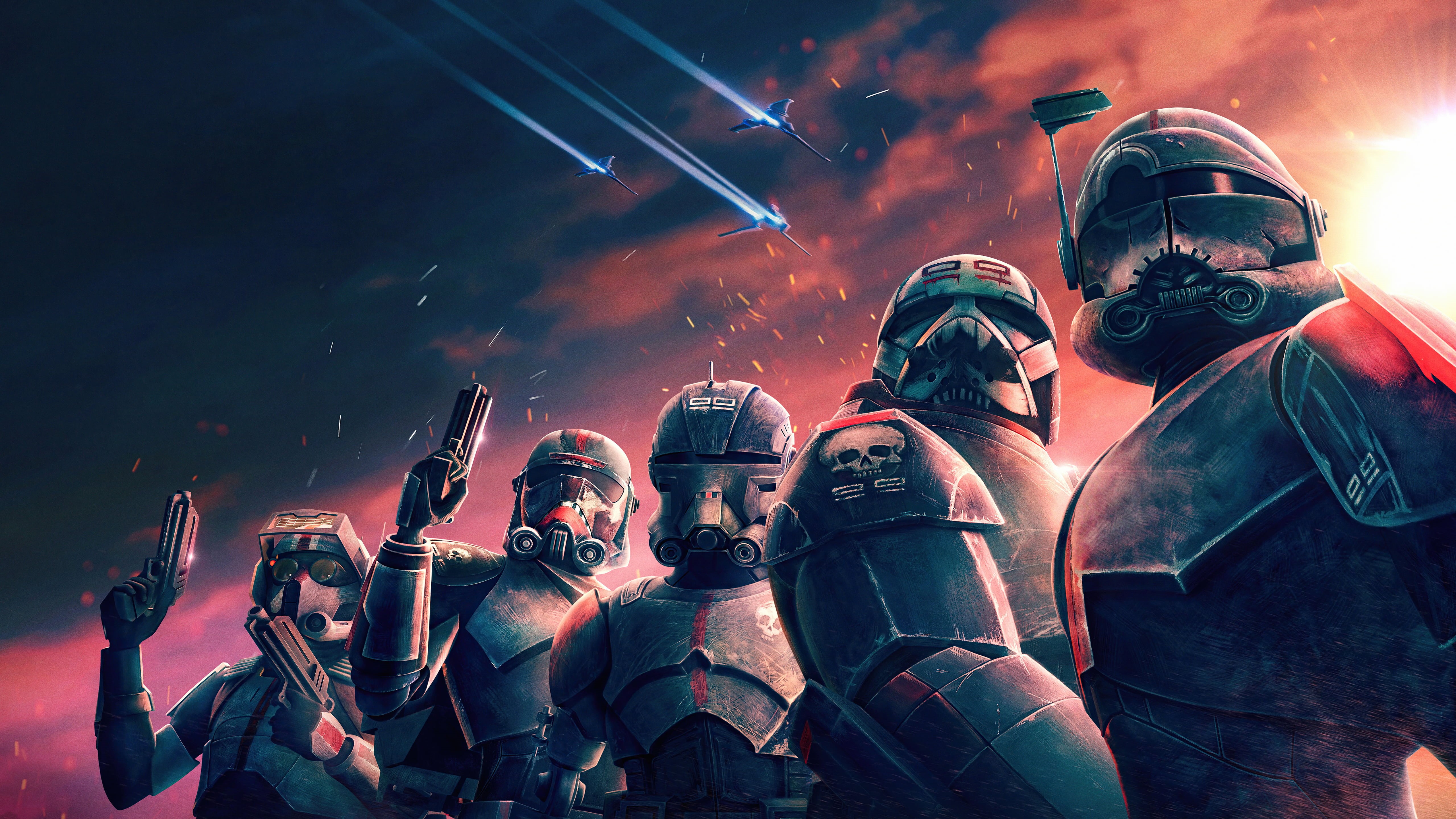 Star Wars: The Clone Wars, spaceship, Mandalorians, purple sky, stormtrooper, Meteor (arknights), Star Wars: Rebels, star wars bad batch, Din Djarin, Boba Fett, HD Wallpaper