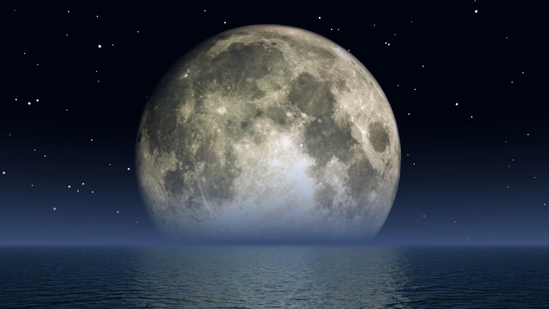 geometric shape, sky, tranquil scene, moon, supermoon, star - space, nature, space, 1080P, water, full moon, planetary moon, circle, beauty in nature, HD Wallpaper
