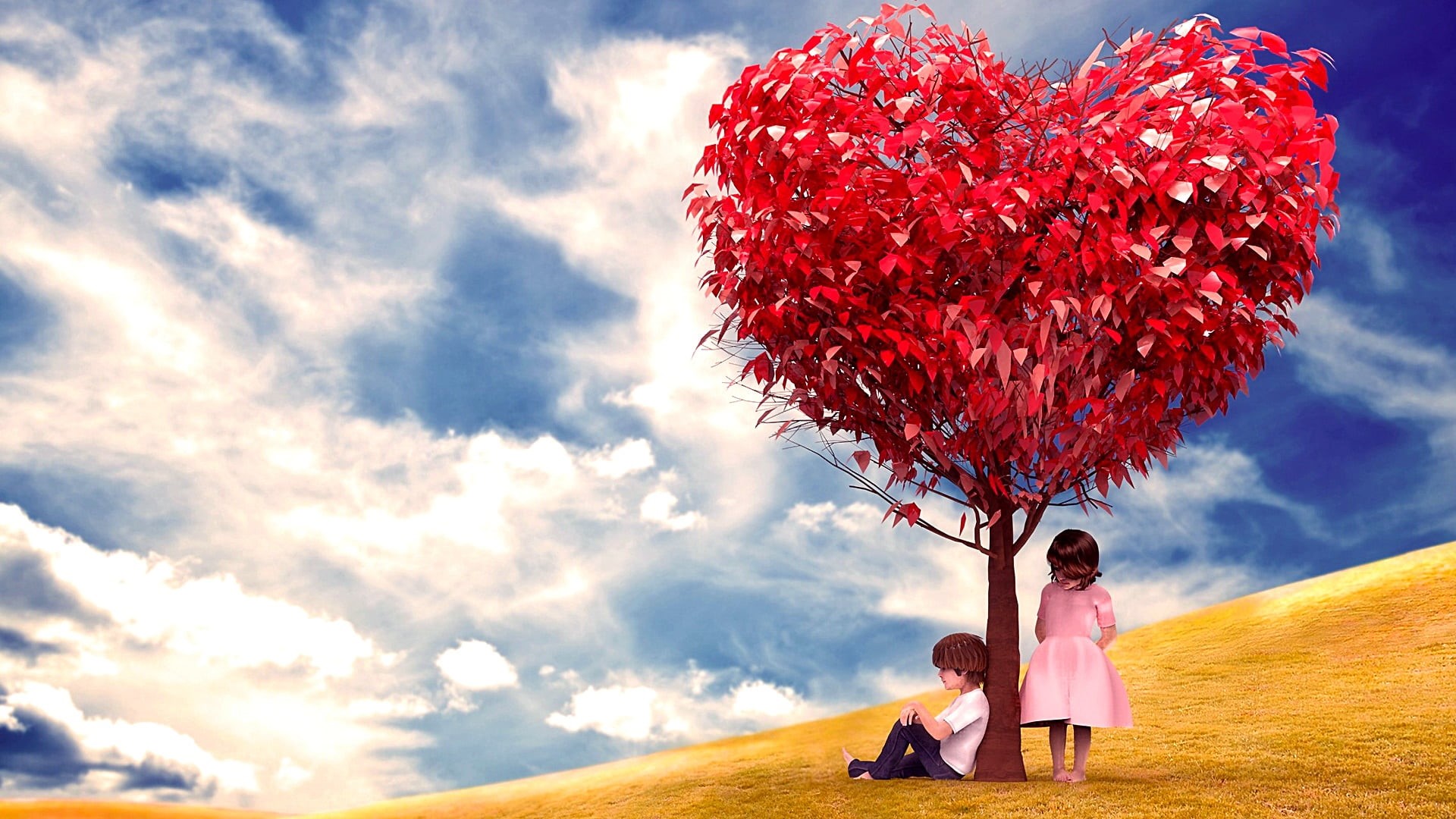 leisure activity, women, sky, adult, couple, cute, nature, females, couple - relationship, baby, bonding, outdoors, lone tree, child, positive emotion, HD Wallpaper