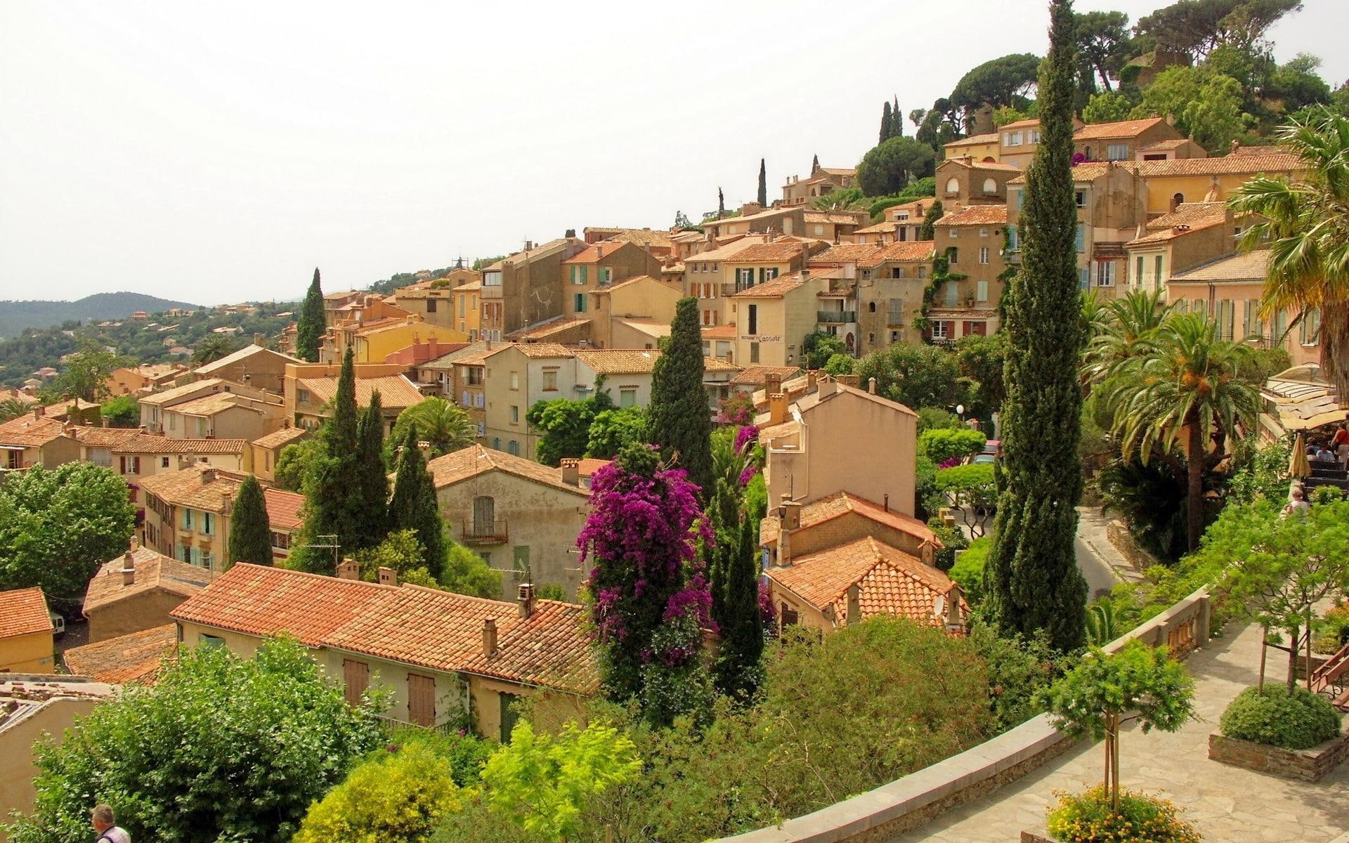hillside, provence, cote, nature and landscapes, brown, d, lot, cote d azure, houses, 1080P, house, azure, HD Wallpaper