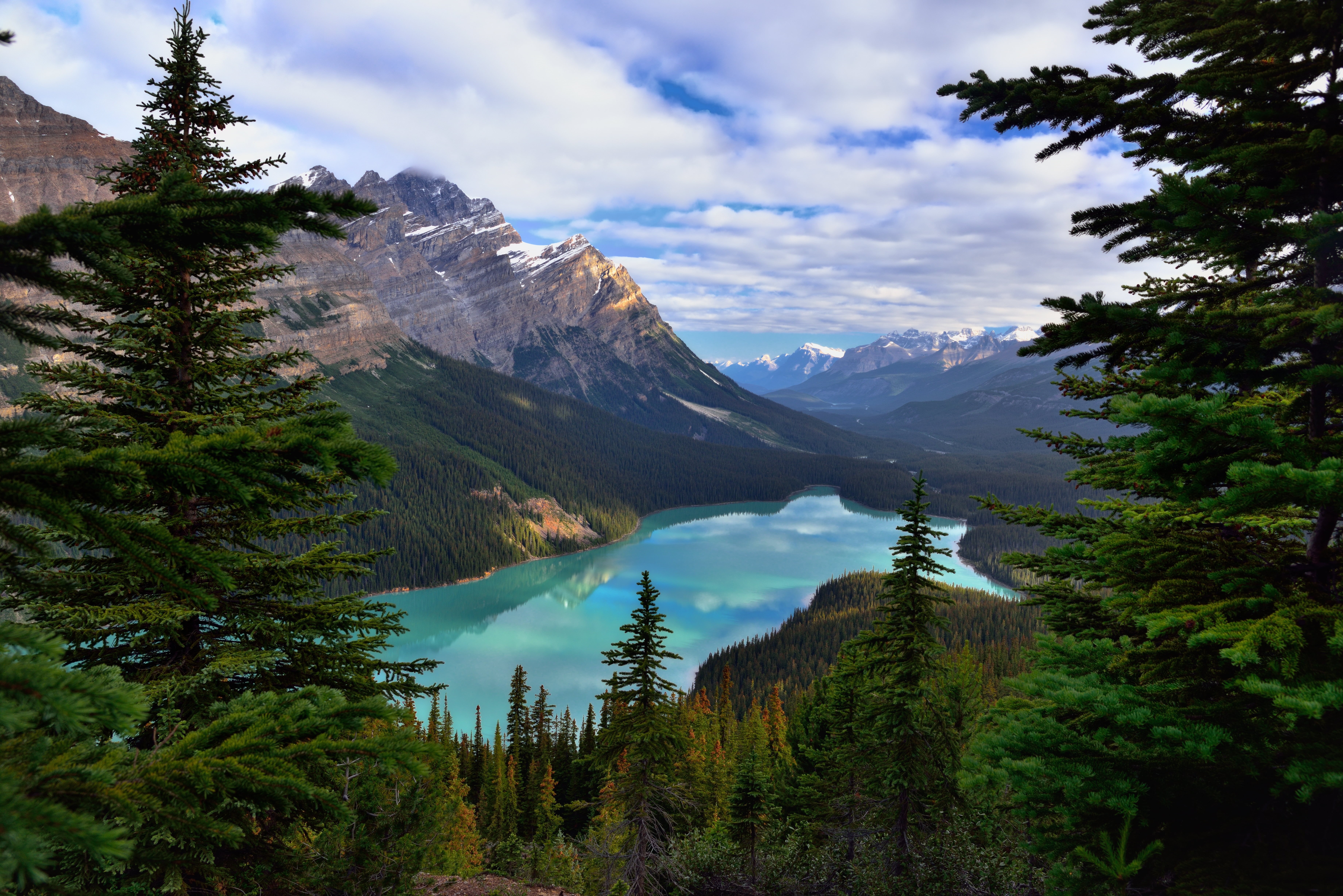 Glacial Lake, Walk, Distance, Waputik Range, Caldron Peak, Trees, body of water, NW, Alberta, scenics, Mountains, Mount Patterson, Lake, Nature, Weed, Water  Color, HD Wallpaper