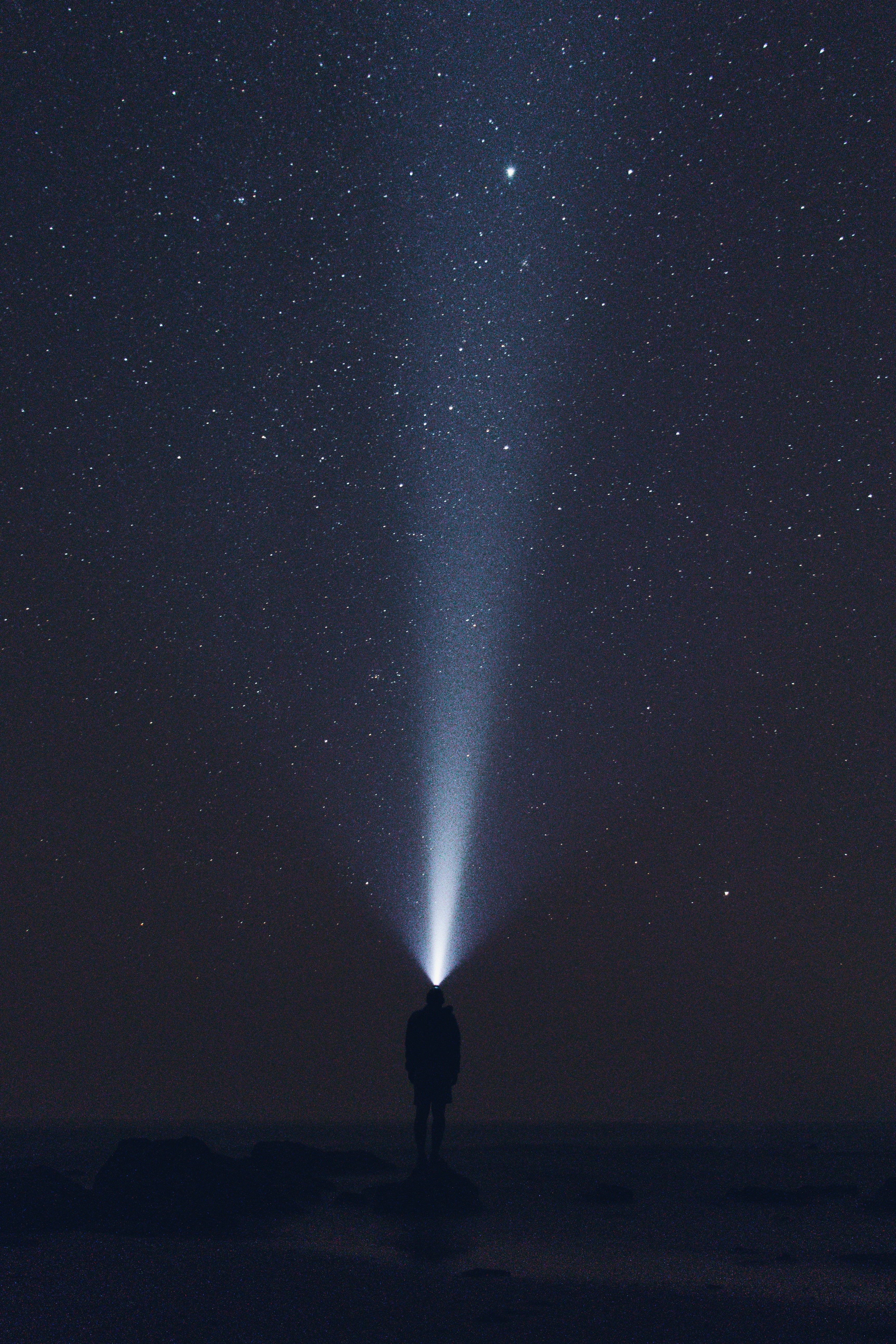 star Shape, space, glowing, outdoors, lifestyles, nature, silhouette, backgrounds, man, blue, black Color, 5K, star field, people, galaxy, dark, beauty in nature, Phone HD Wallpaper