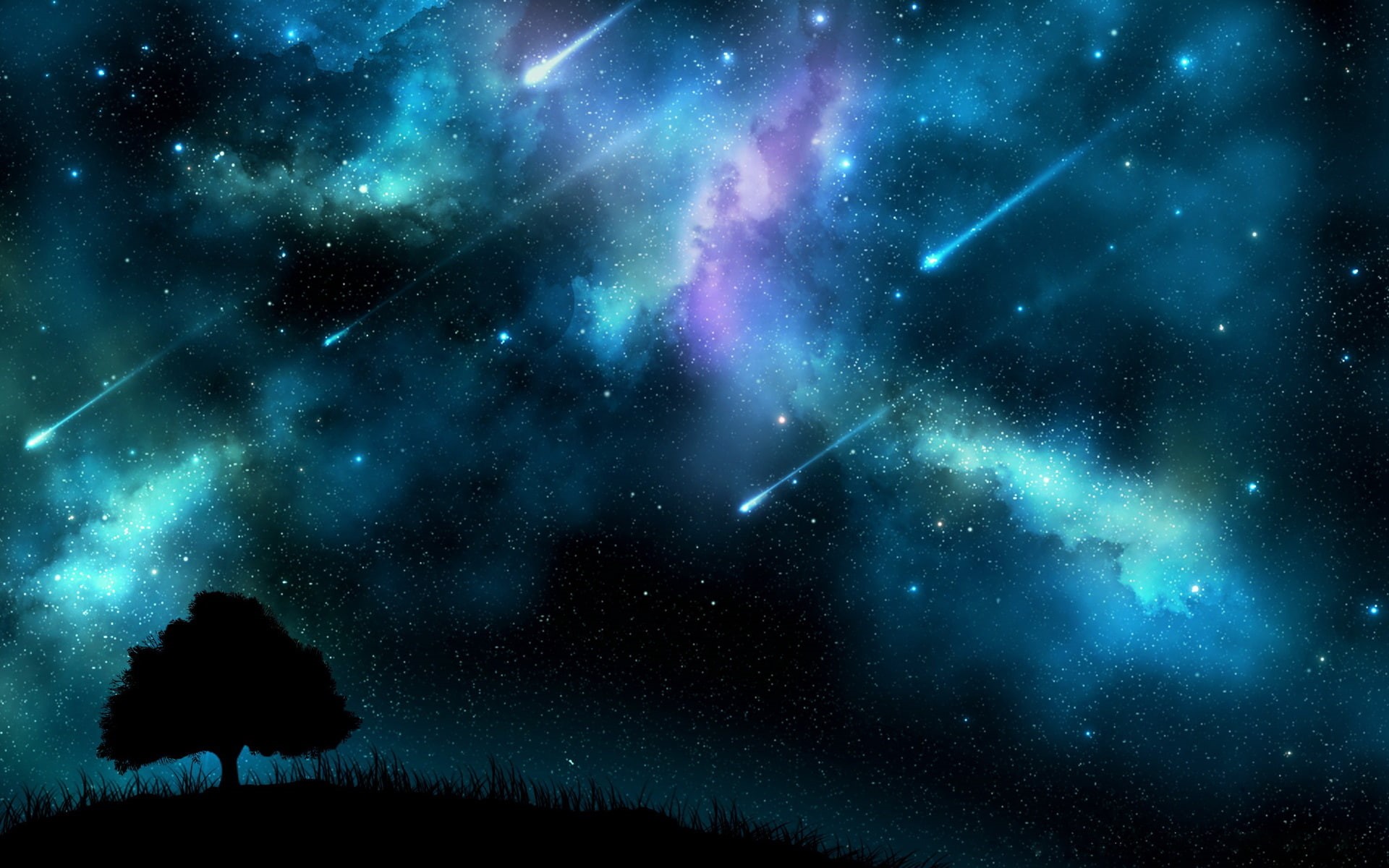 1080P, stars, artistic, hd, falling, HD Wallpaper