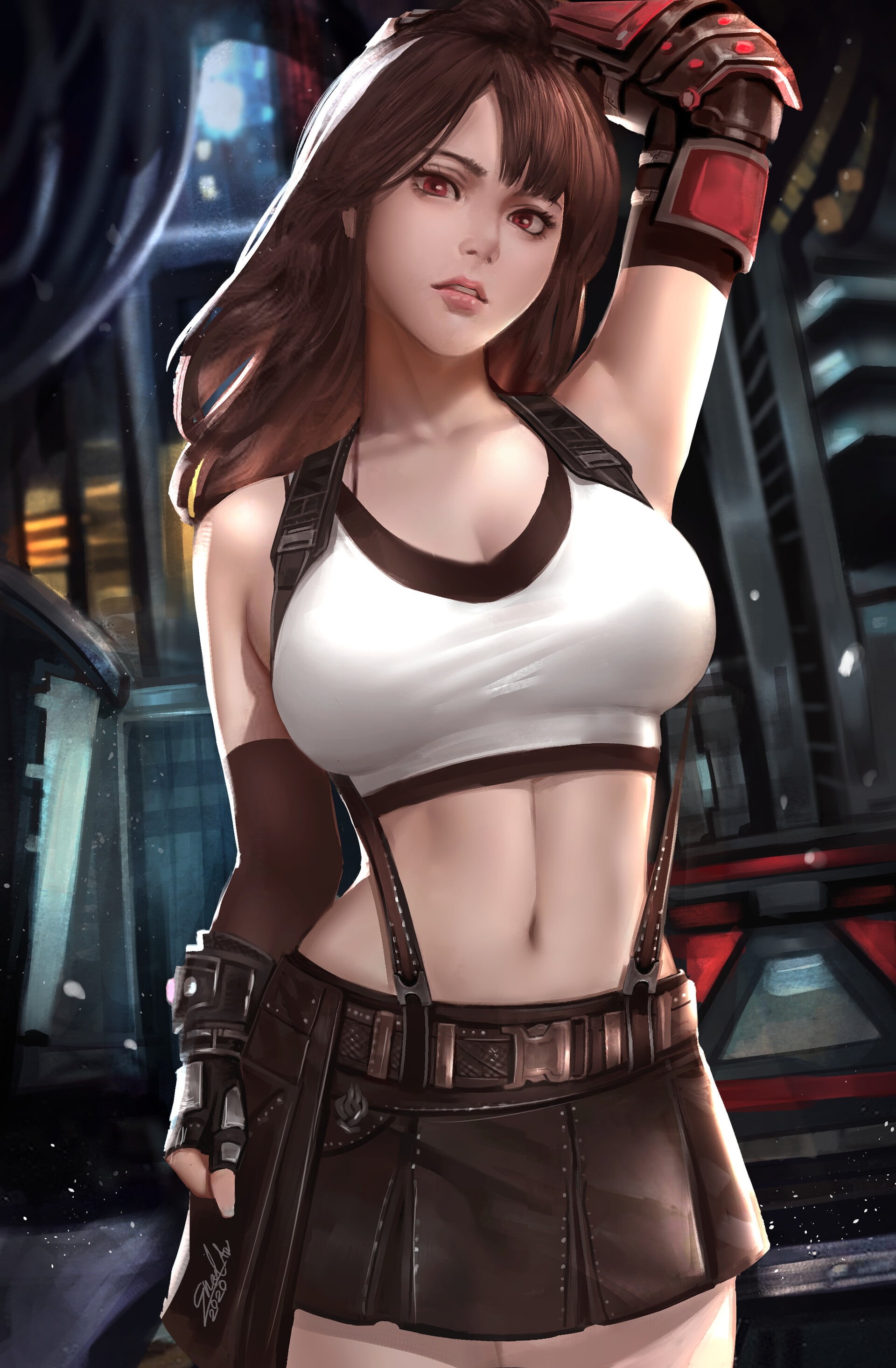 Final Fantasy VII, portrait display, anime girls, Tifa Lockhart, 2K, Phone HD Wallpaper