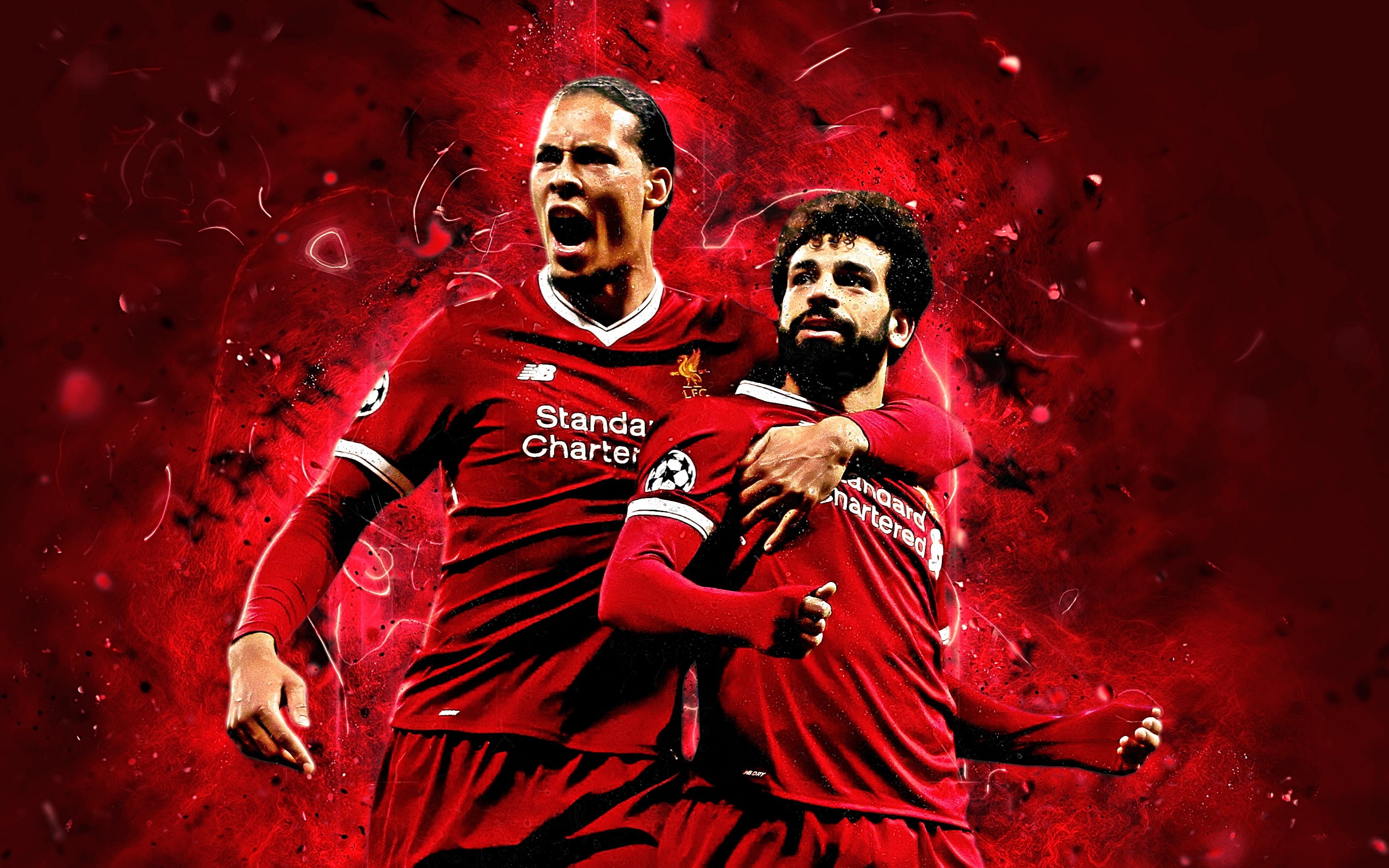 Virgil van Dijk, 2K, Soccer, Liverpool F.C., Mohamed Salah, HD Wallpaper