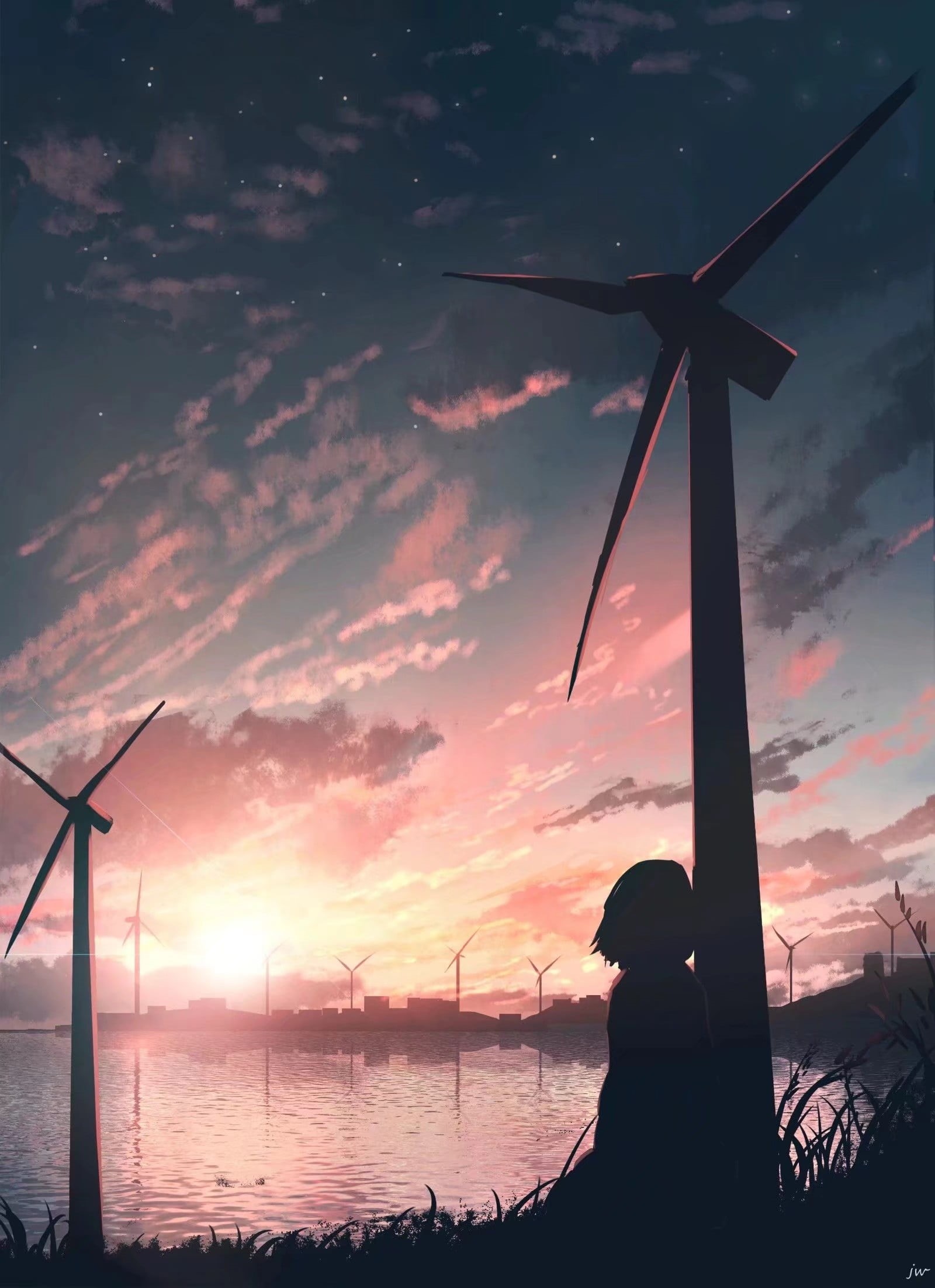 1080P, moescape, silhouette, Phone HD Wallpaper