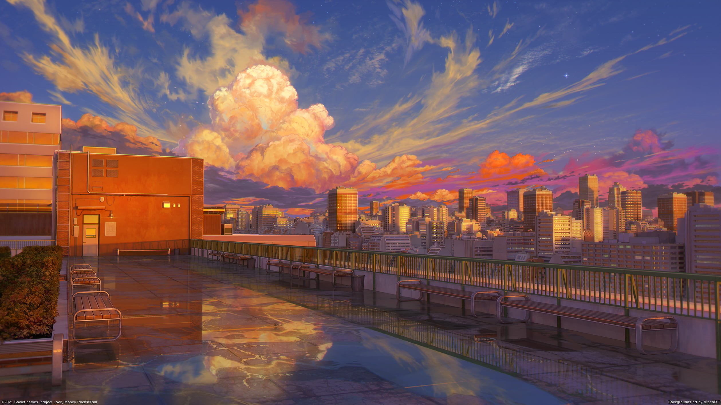 moescape, 1080P, sunset, HD Wallpaper