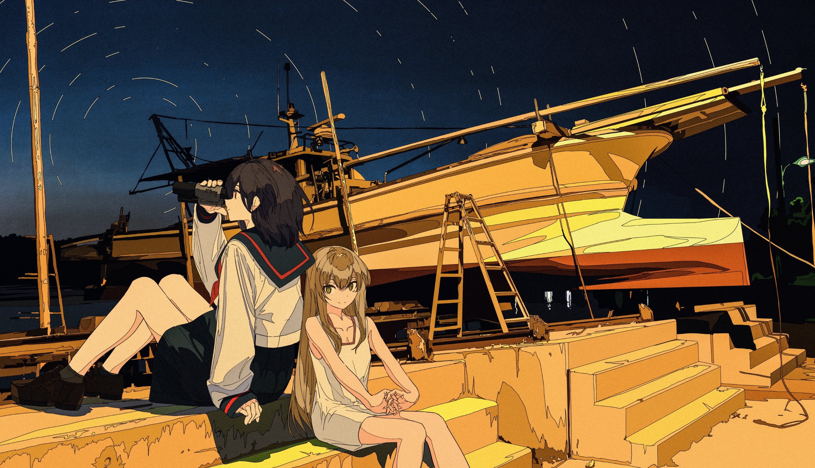 moescape, anime girls, 2K, original characters, anime, HD Wallpaper
