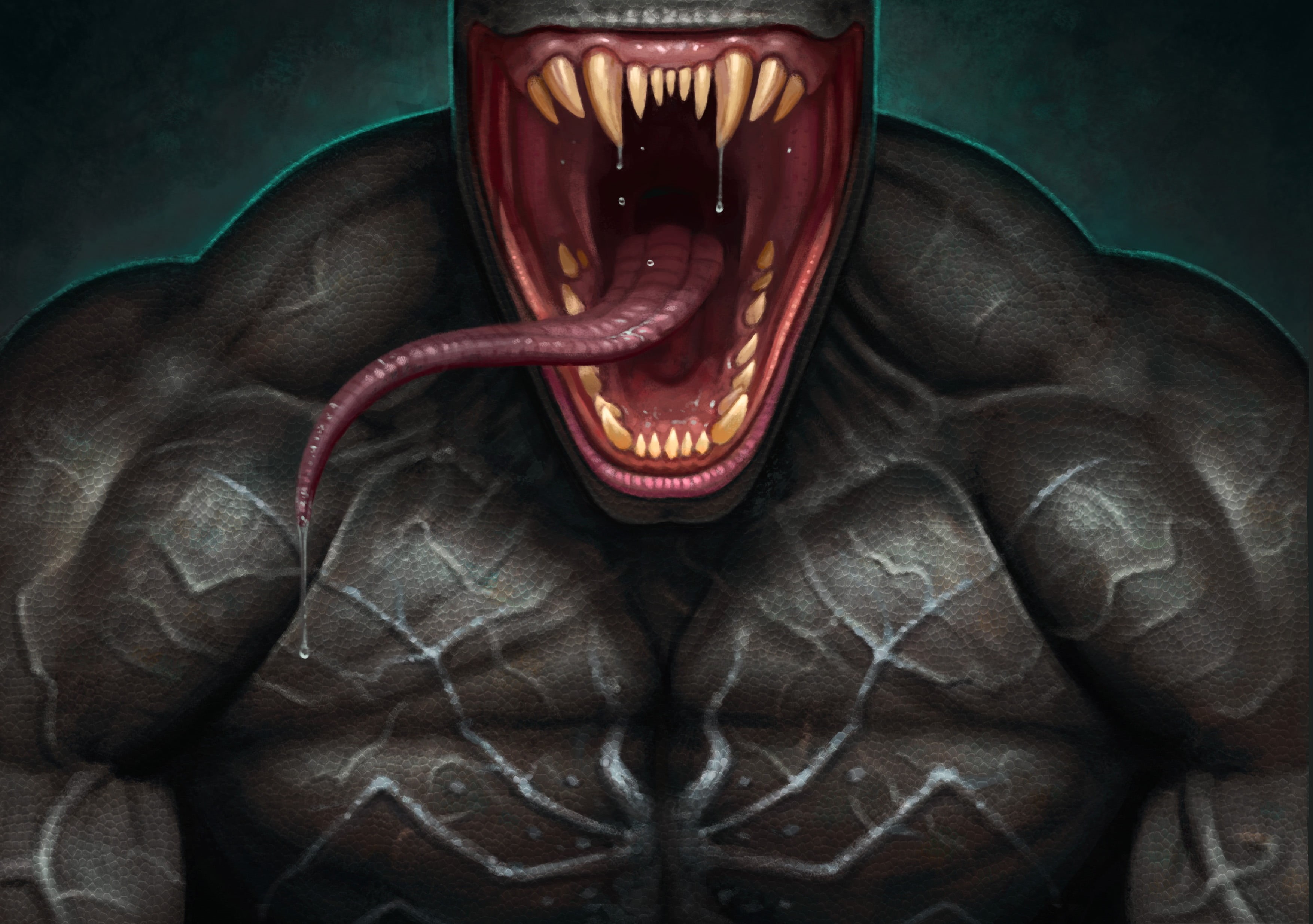 emotion, portrait, young adult, one person, indoors, 2K, language, negative emotion, eddie brock, aggression, leather, mouth, art, horror, spooky, communication, HD Wallpaper