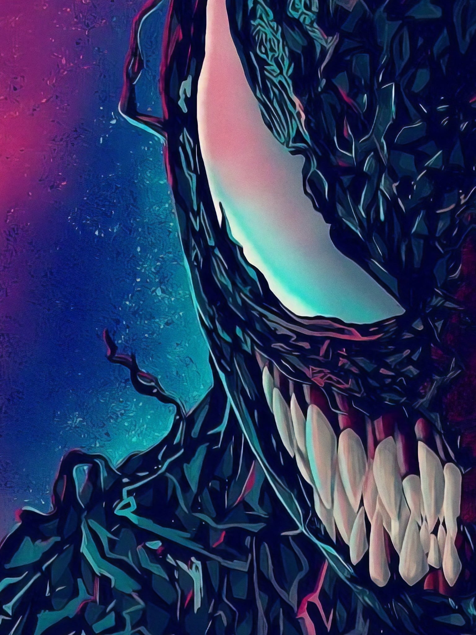 1080P, artwork, antiheroes, portrait display, teeth, Venom, Spider-Man, Phone HD Wallpaper