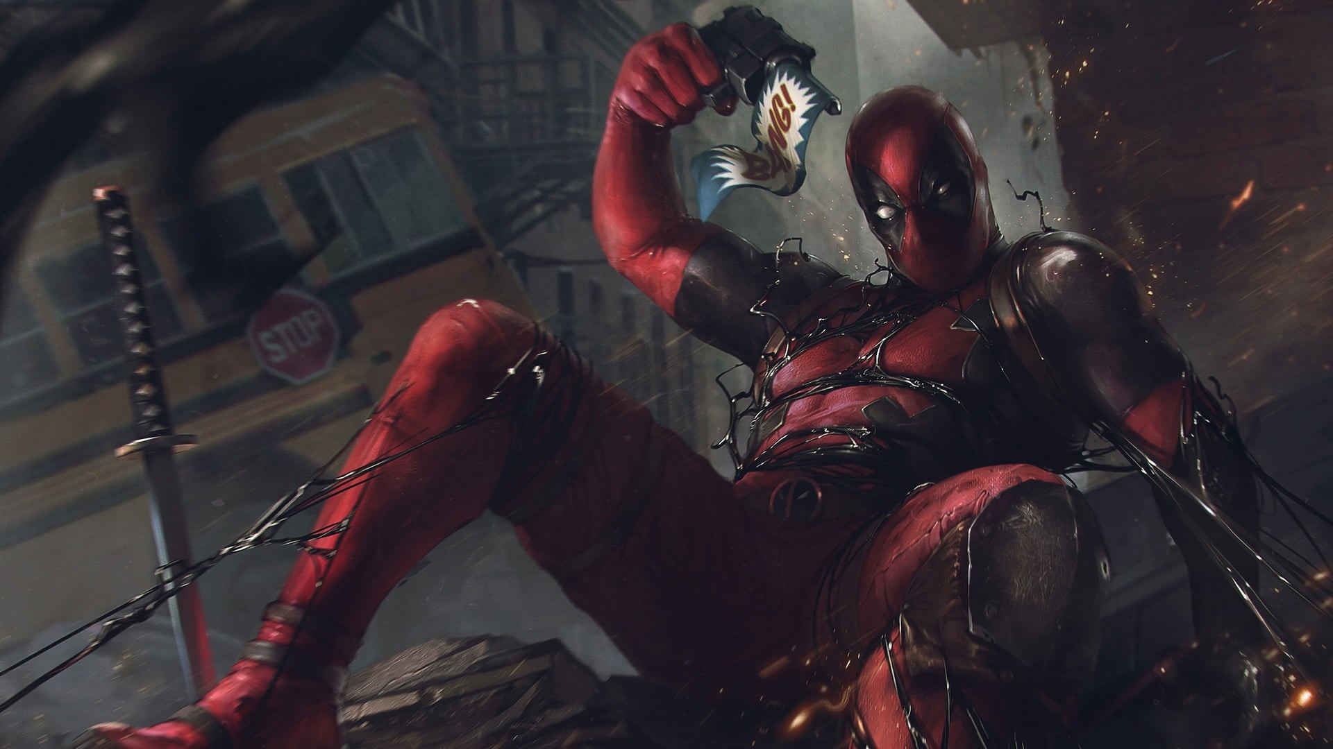 artwork, Deadpool, antiheroes, Marvel Comics, 1080P, comics, comic art, comic books, HD Wallpaper