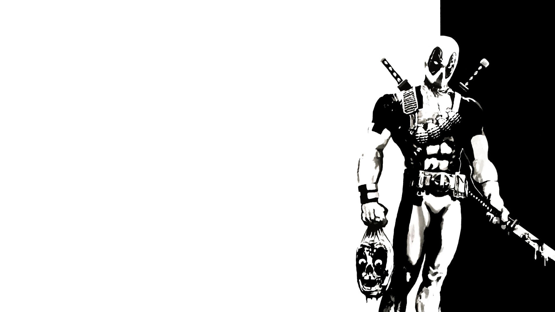 antiheroes, monochrome, white, Deadpool, 1080P, HD Wallpaper