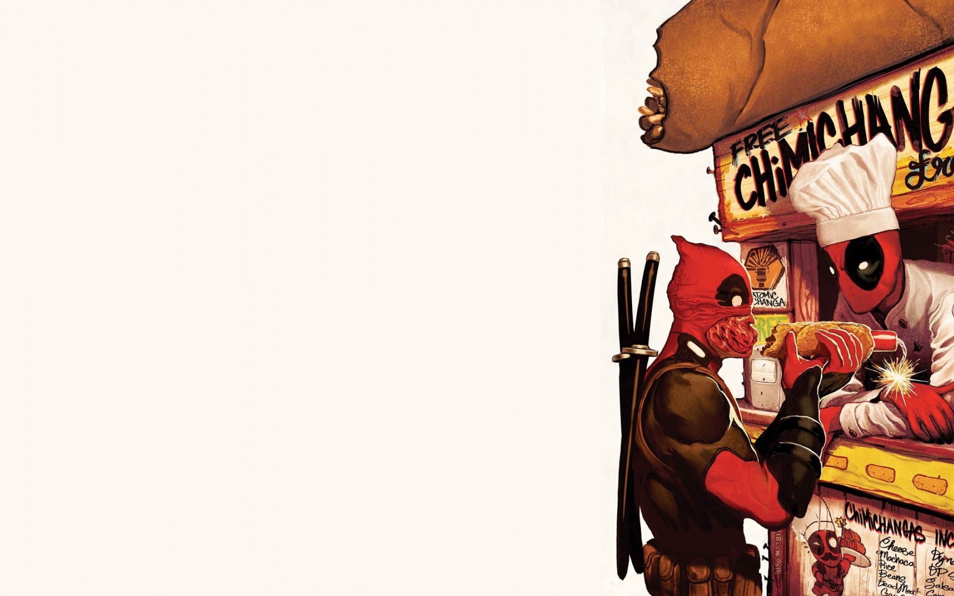 simple background, Deadpool, 1080P, antiheroes, Chimichanga, HD Wallpaper