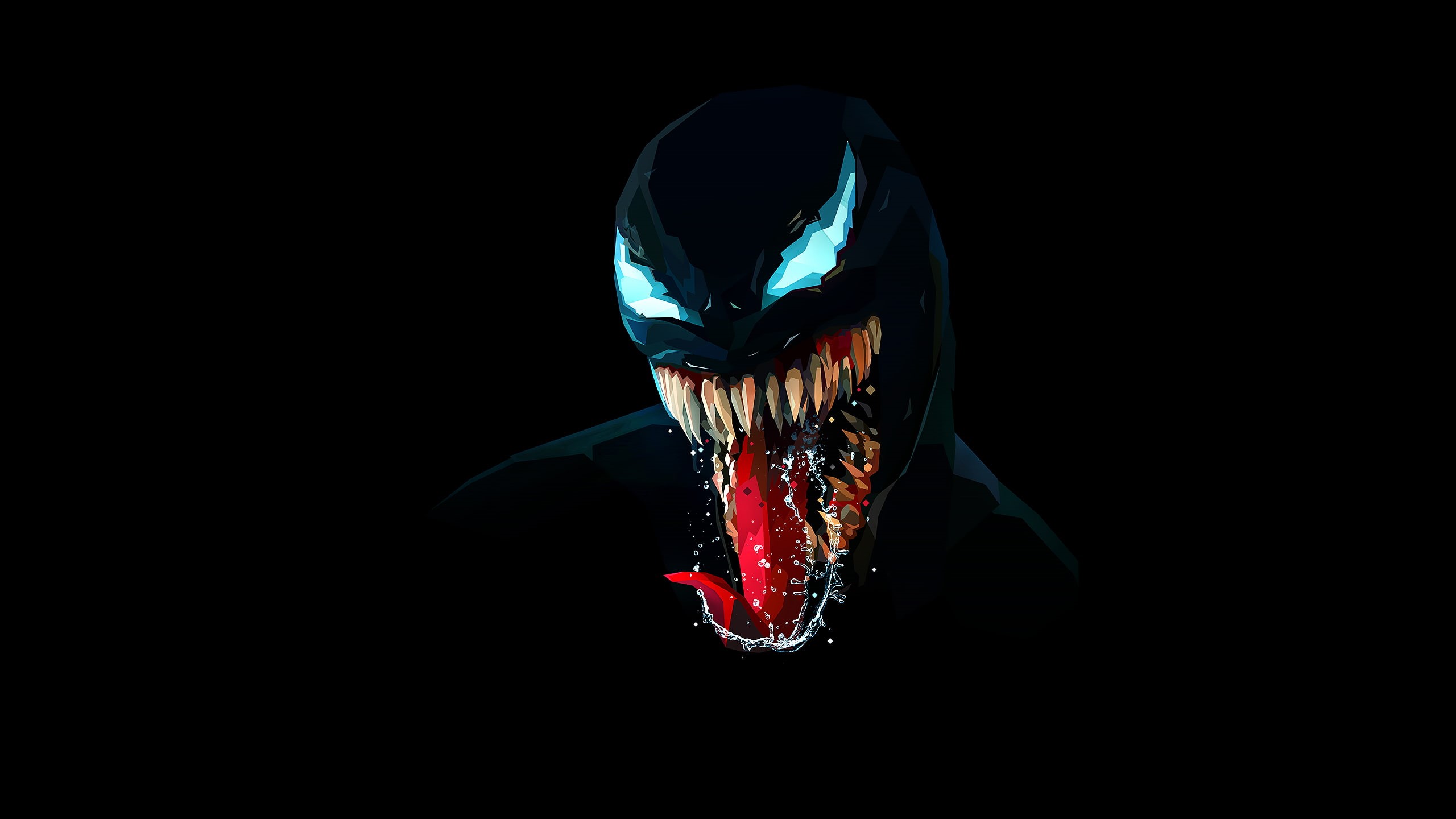 Artwork, Venom, HD, 2K, Minimal, Black, Dark background, HD Wallpaper