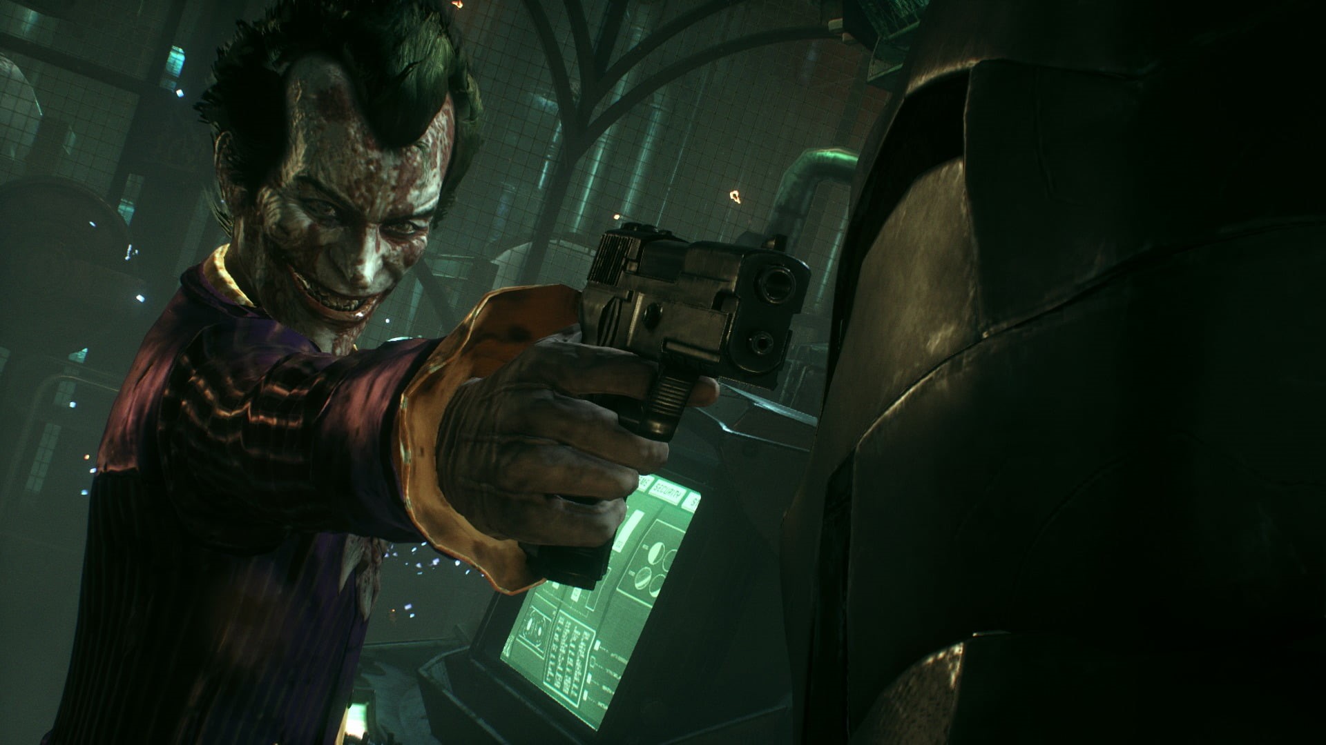 standing, indoors, real people, men, machinery, Bruce Wayne, side view, Batman: Arkham Knight, Batman, obscured face, occupation, 1080P, three quarter length, HD Wallpaper