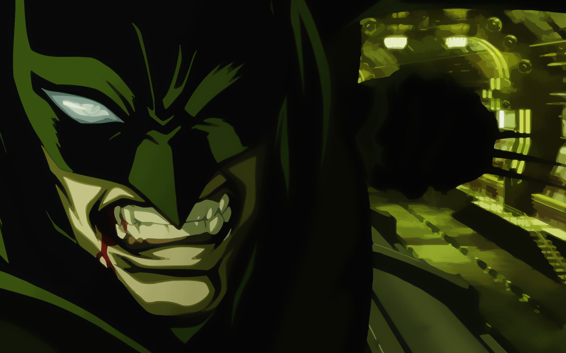 creativity, superhero, art and craft, illustration, electric lamp, pattern, Batman, 1080P, green color, artwork, digital art, reflection, plant, leaf, HD Wallpaper