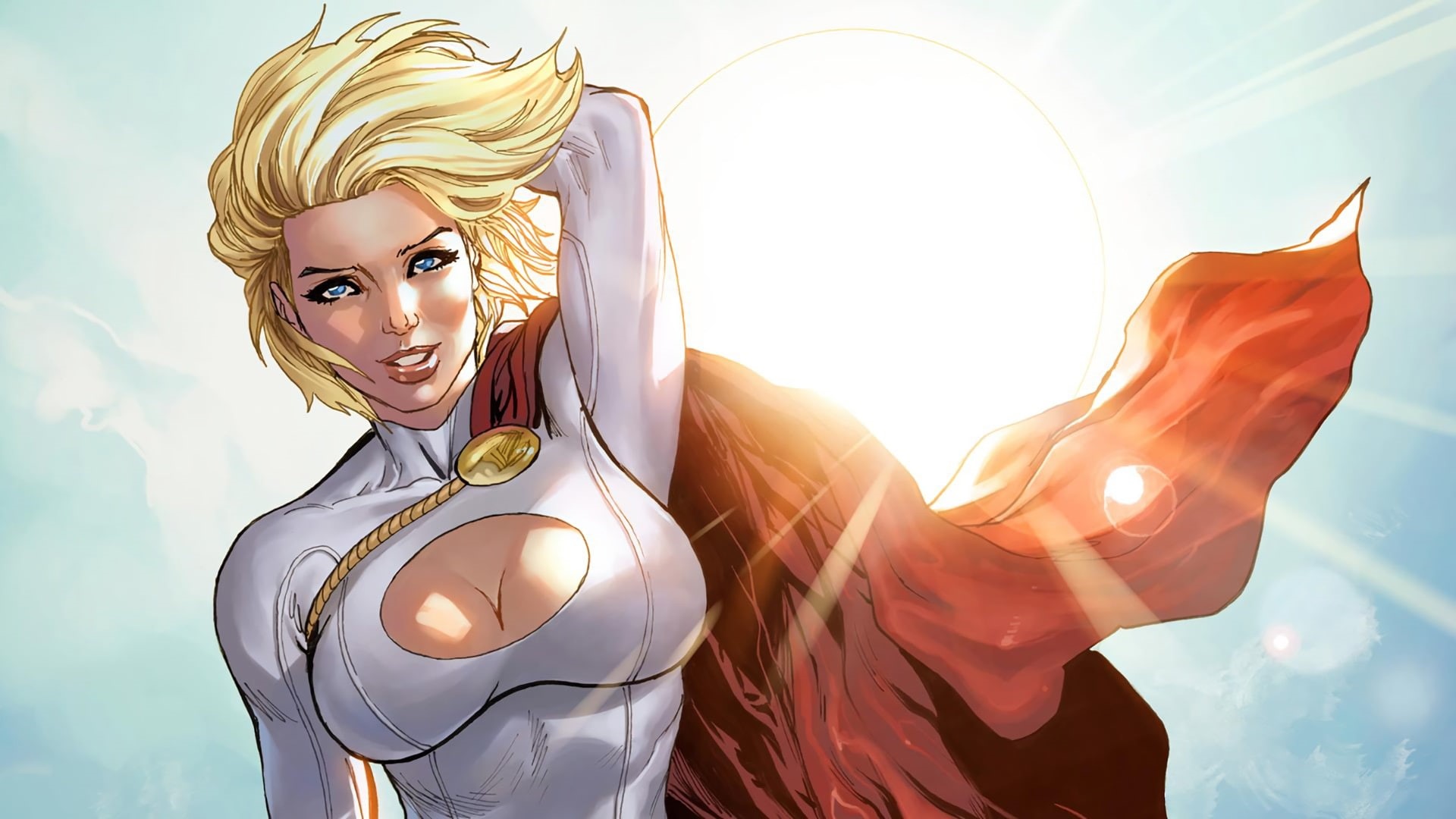 Power Girl, comics, DC Comics, 1080P, Superman, simple background, HD Wallpaper