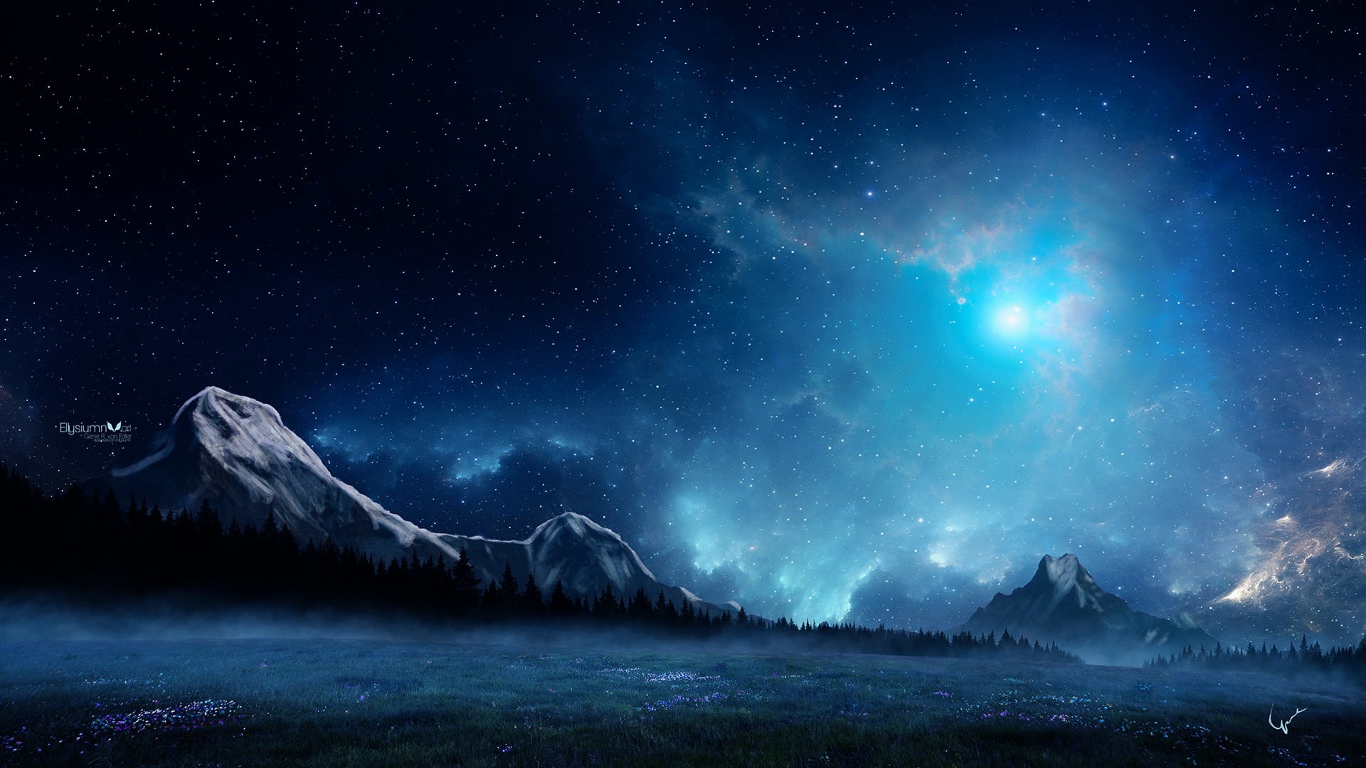 dreamscape, landscape, space art, digital art, Ellysiumn, 1080P, HD Wallpaper