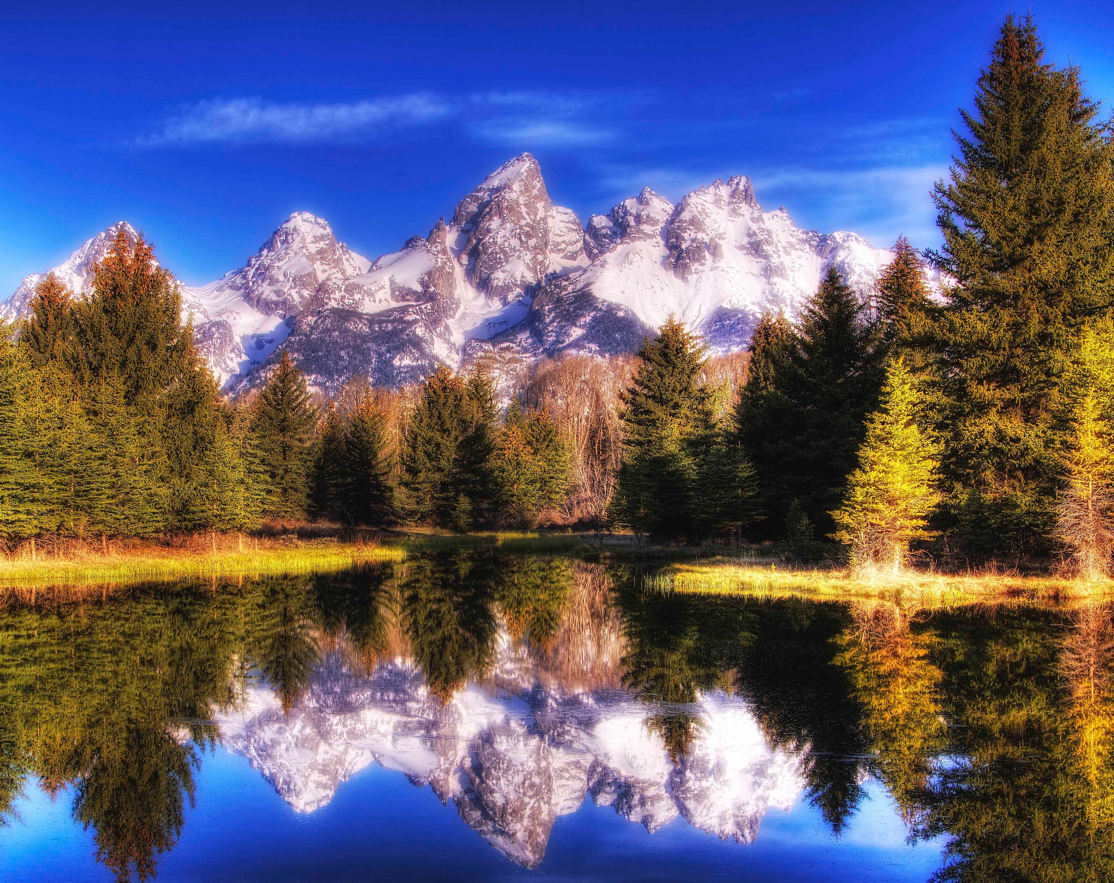 2K, beauty in nature, surrounded, sky, waterfront, dreamscape, plant, Mountain, Lakes, tranquil scene, tree, no people, reflection lake, water, Nature, HD Wallpaper