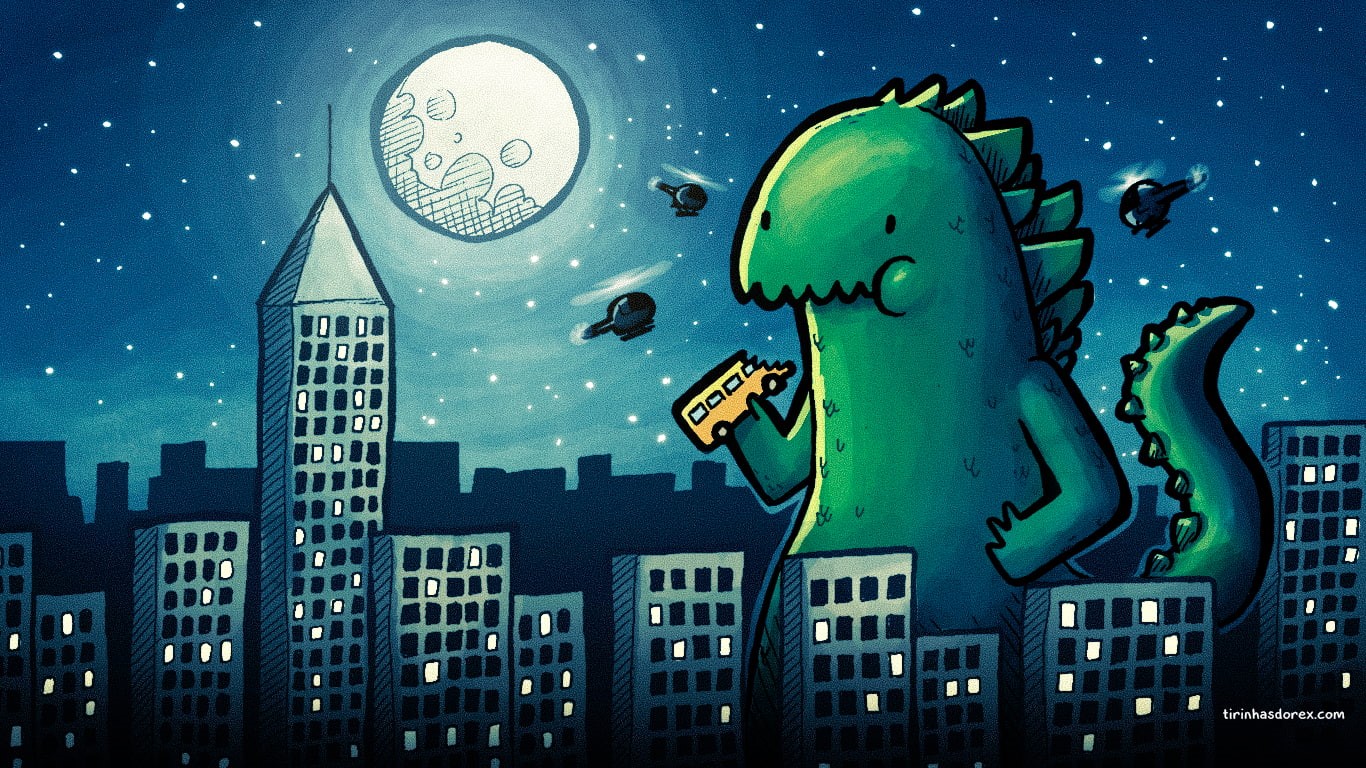 drawing, Godzilla, cartoon, 720P, HD Wallpaper