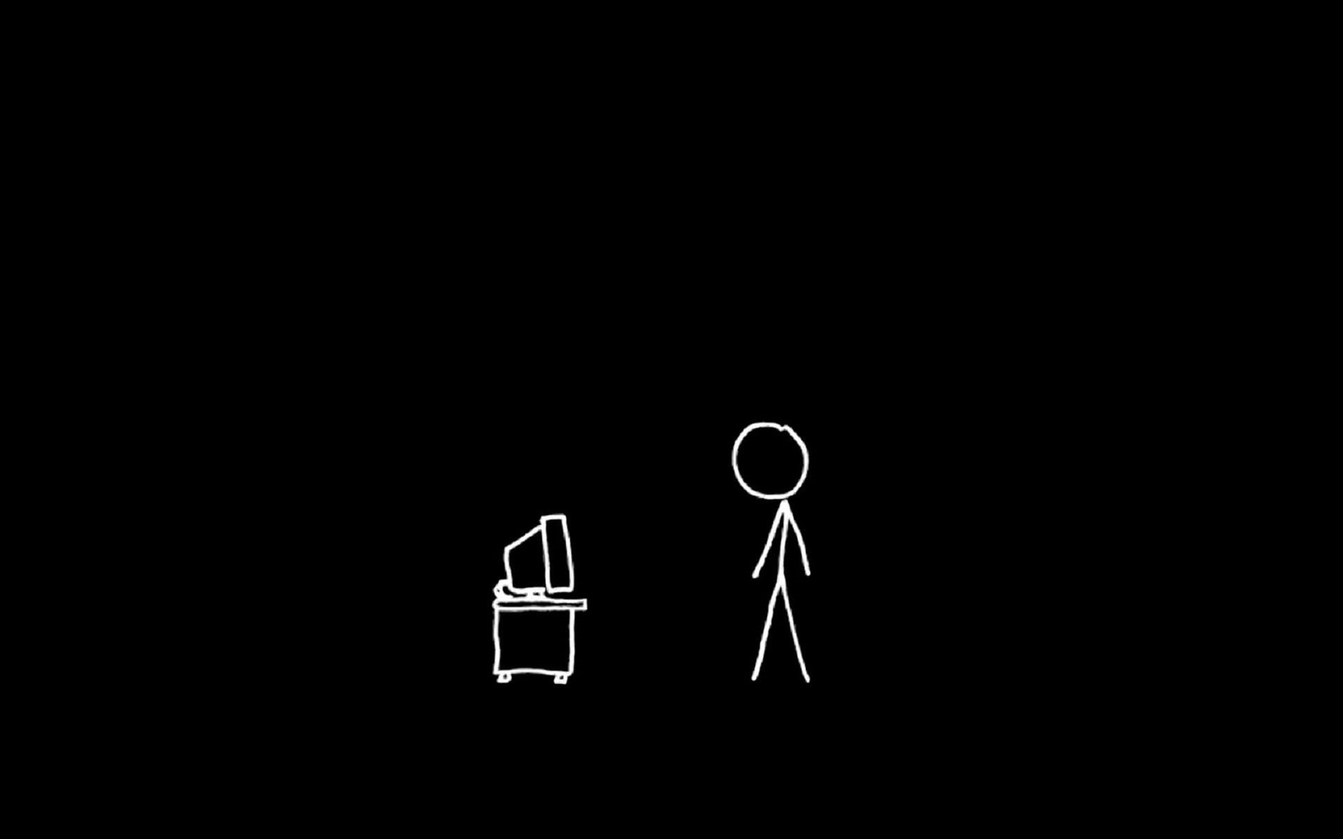 no people, male likeness, black background, white color, drawing, electricity, copy space, monochrome, xkcd, creativity, cut out, dark, minimalism, art and craft, HD Wallpaper
