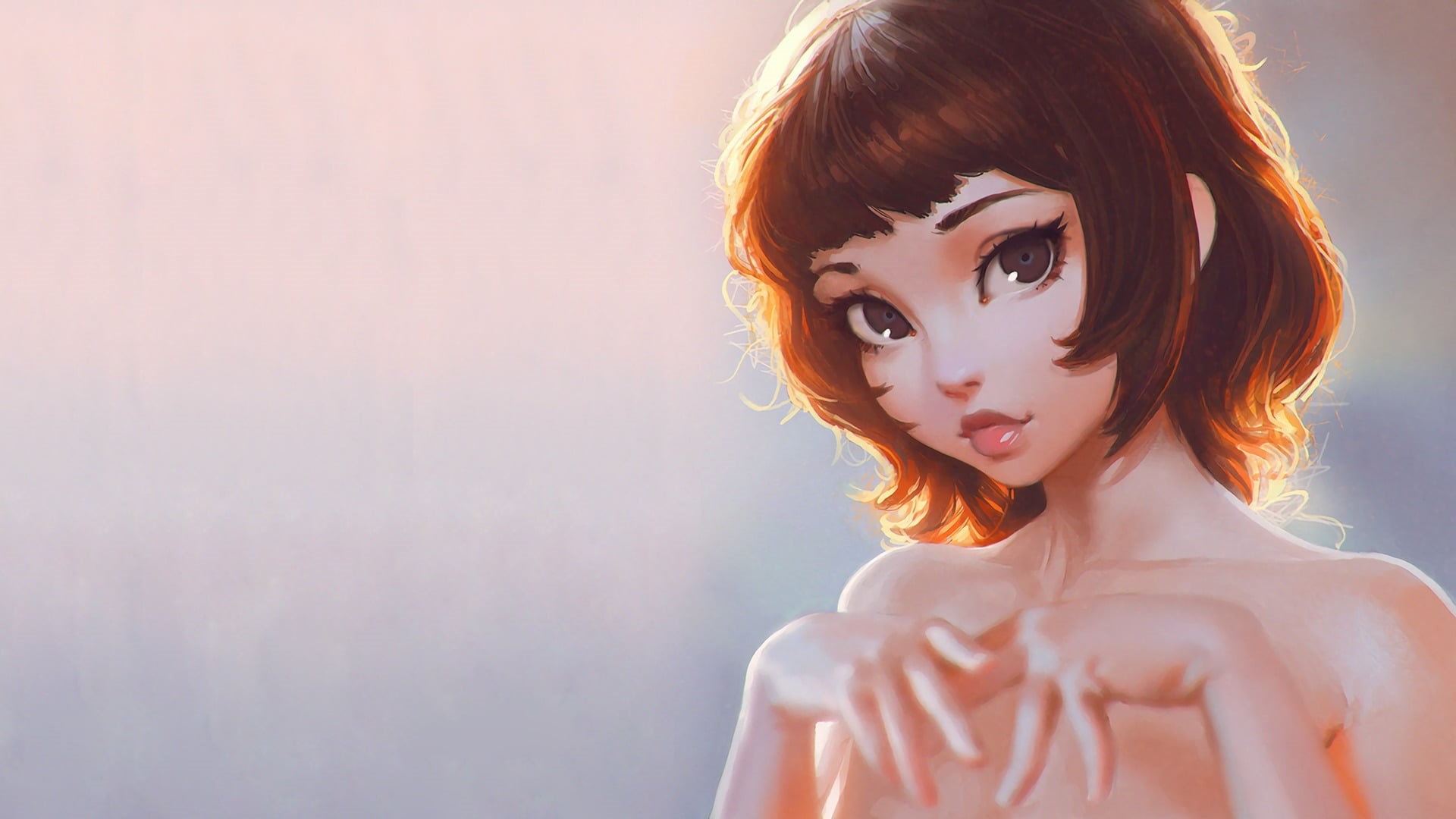 beautiful woman, dyed red hair, beauty, 1080P, Ilya Kuvshinov, contemplation, hairstyle, female, fashion, human body part, drawing, headshot, HD Wallpaper