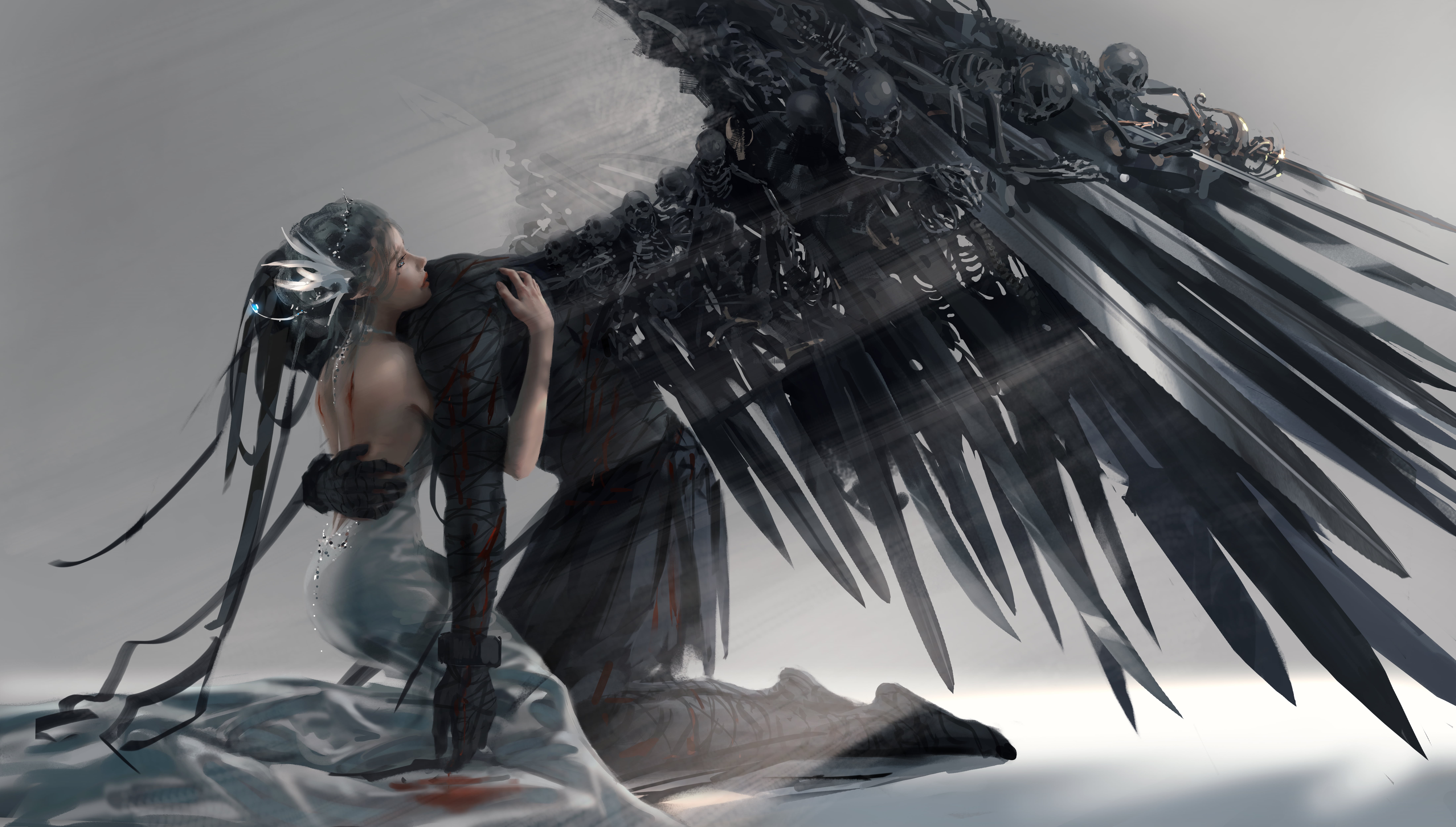 8K, digital art, WLOP, comics, Ghost + Blade, fantasy girl, 8 K, HD Wallpaper