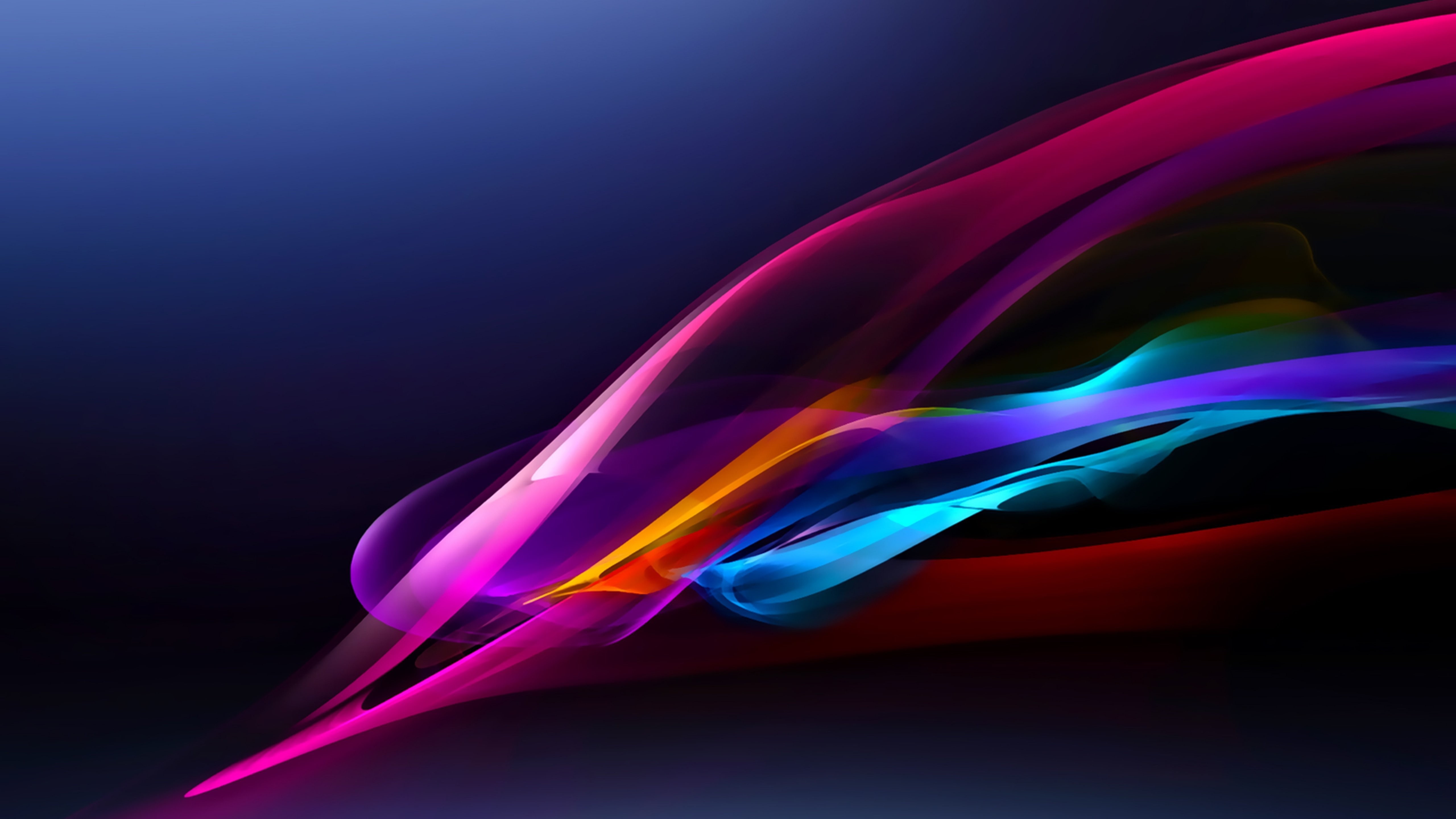 blue, purple, waves, abstract, digital, magenta, 5K, 5k, HD Wallpaper