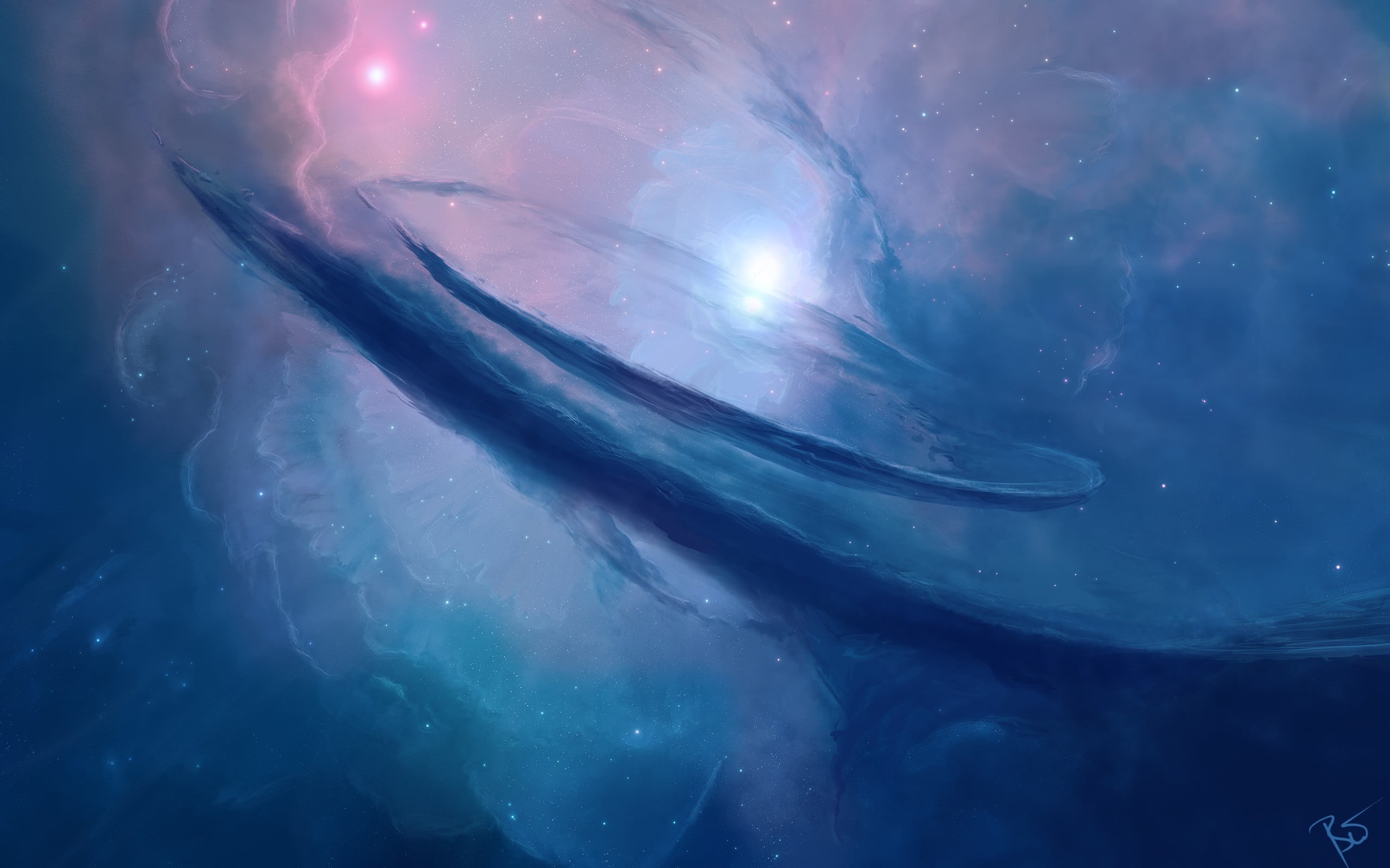  pink, space, creativity, sea, deep, outdoors, fantasy, JoeyJazz, underwater, blue, nature, galaxy, close-up, animals in the wild, night, animal, HD Wallpaper