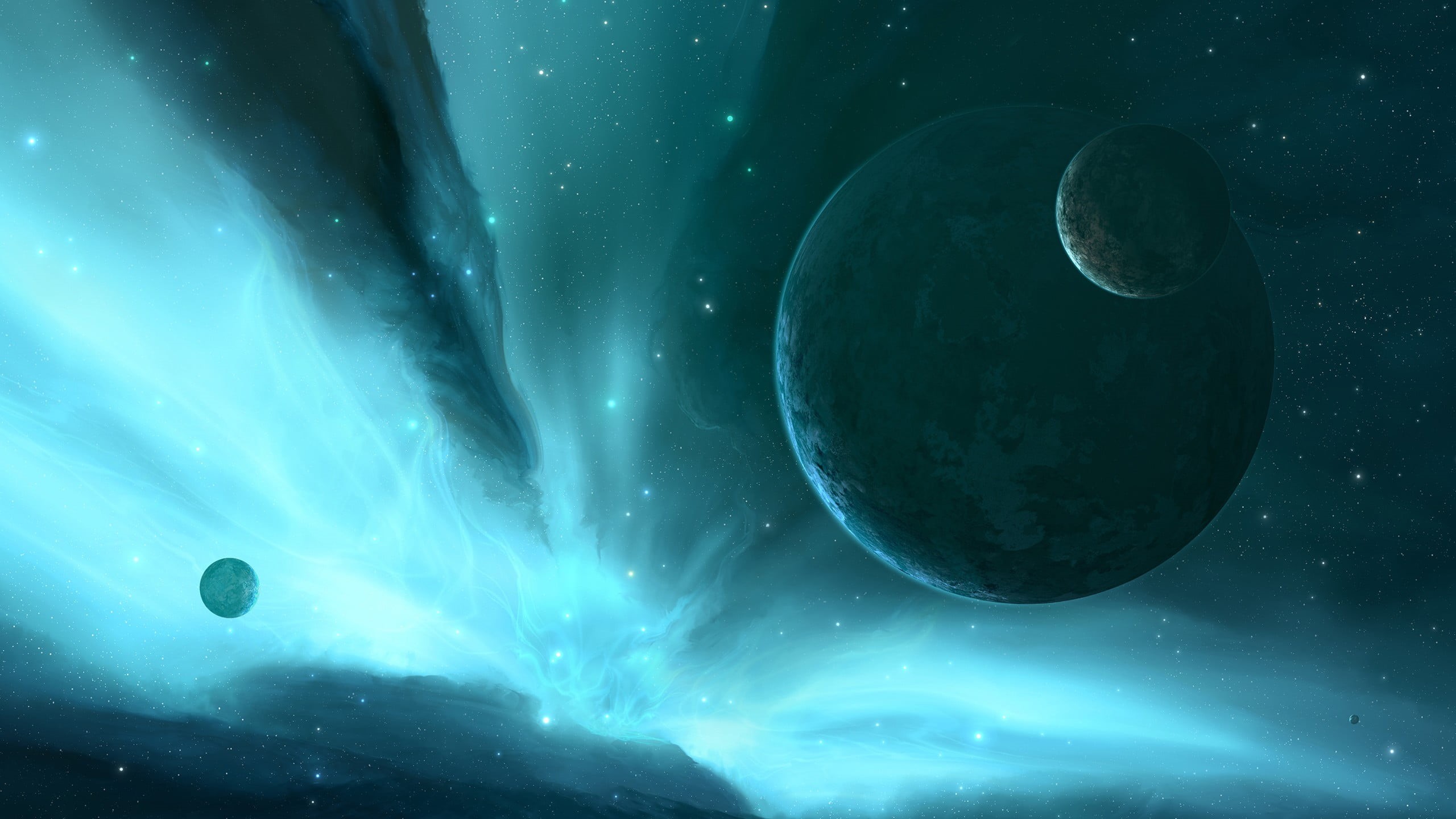 moon surface, space art, water, star - space, planet - space, no people, moon, sea, planetary moon, science, turquoise colored, beauty in nature, sphere, HD Wallpaper