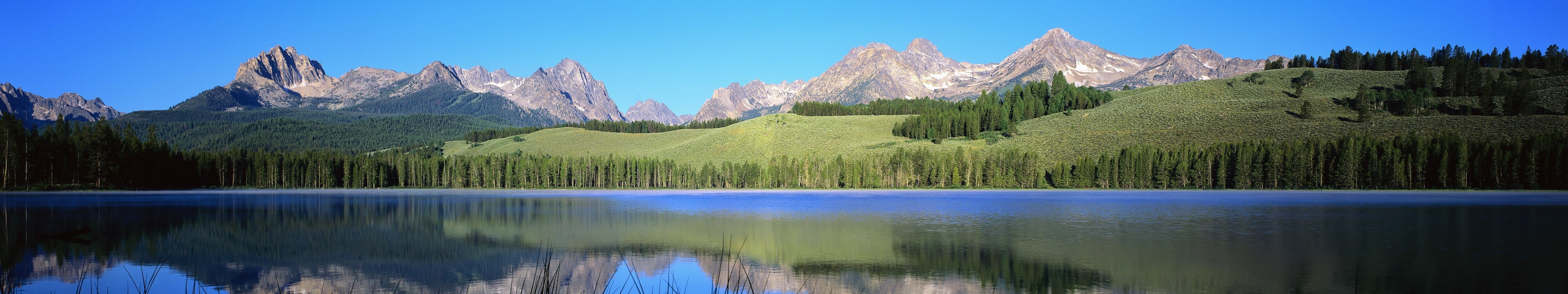 screen, triple, montagne, monitor, 5K, multiple, multi, mountain, HD Wallpaper