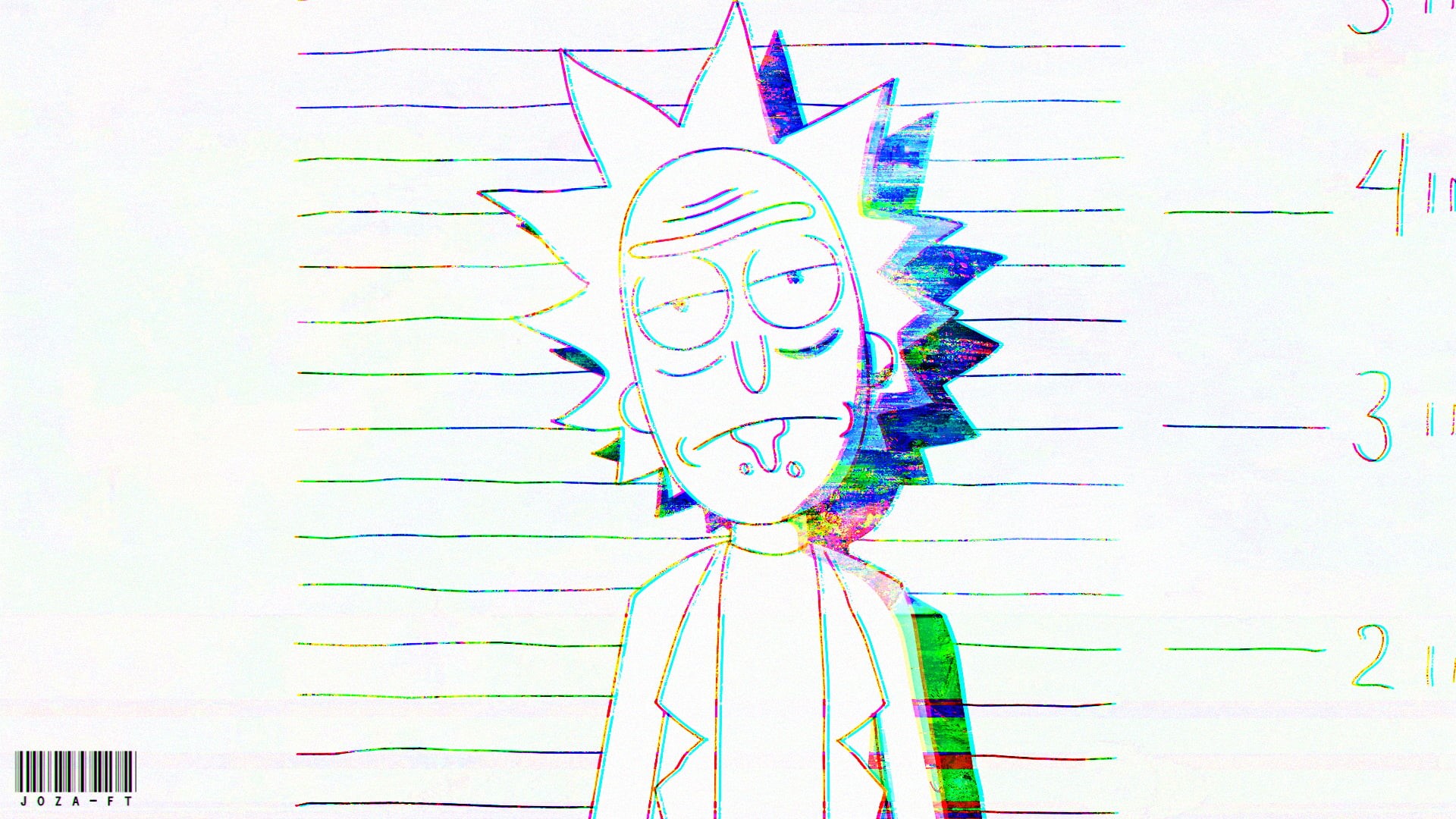 simple, glitch art, human body part, technology, one person, artwork, multi colored, standing, adult, young adult, cartoon, black, portrait, 1080P, Morty Smith, HD Wallpaper
