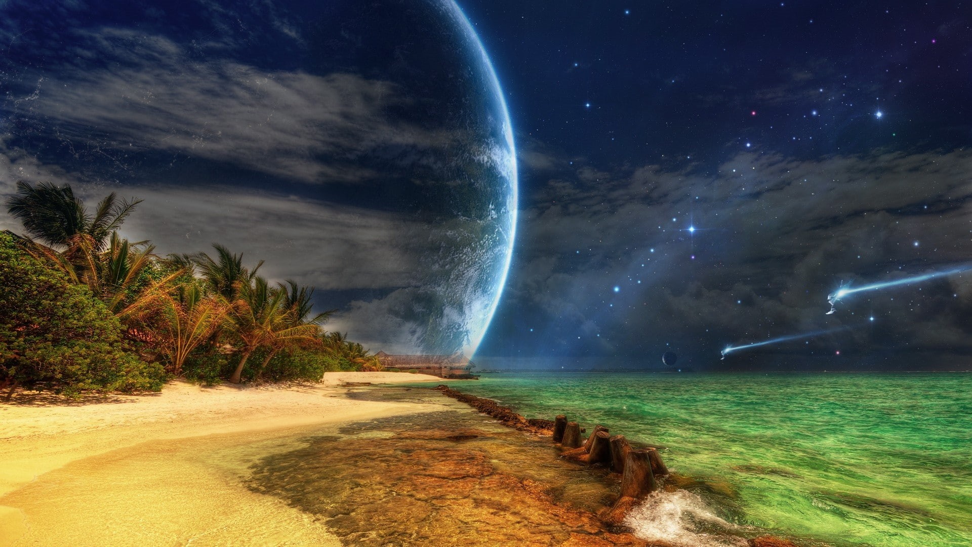 hd, 1080P, photomanipulations, fiction, planets, outer, space, art, Landscapes, outer space, science, x, HD Wallpaper