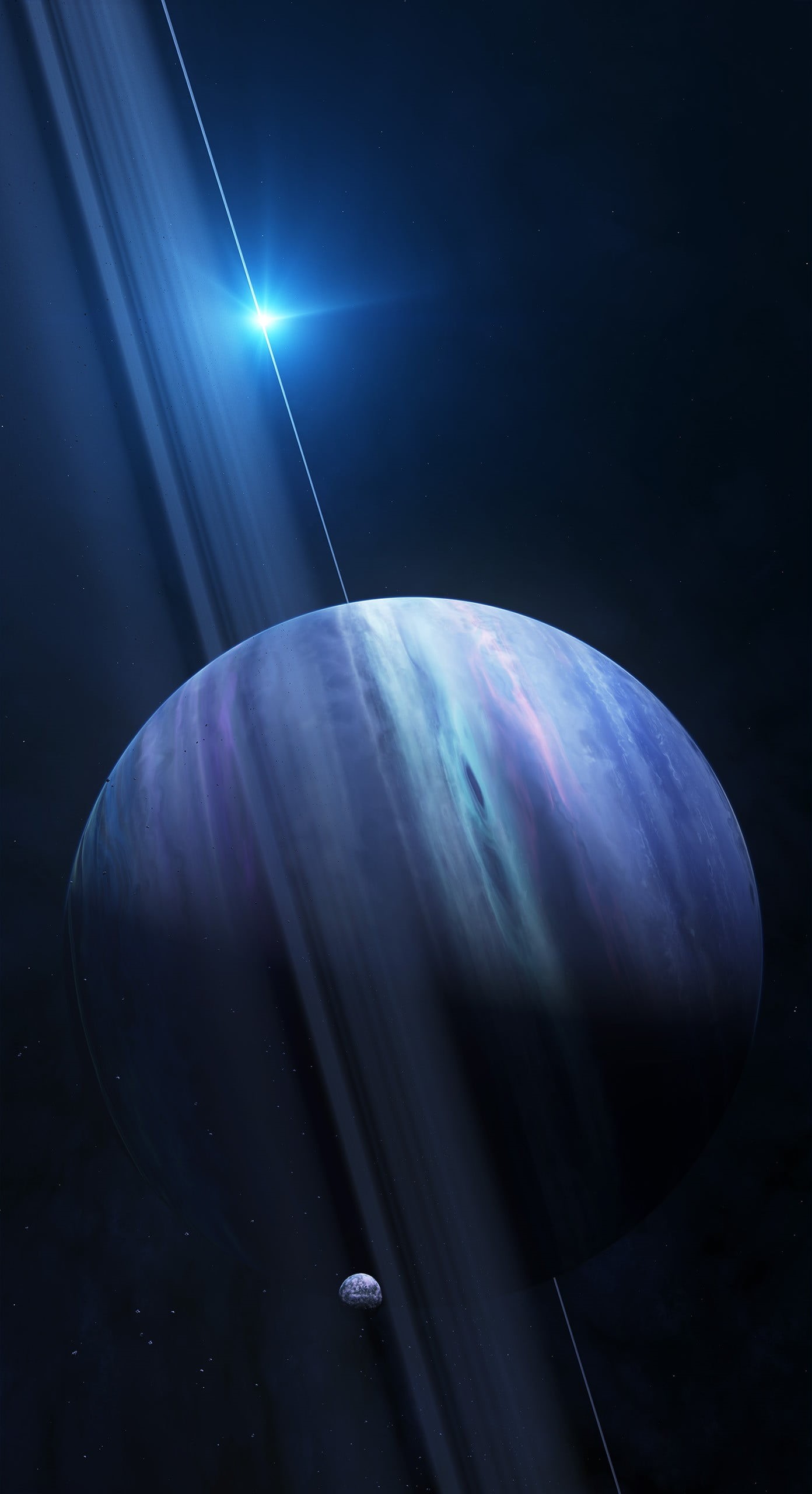 orbiting, night, curve, environment, lens flare, 2K, science, backgrounds, star - space, light - natural phenomenon, astronomy, planet - space, illustration, Phone HD Wallpaper