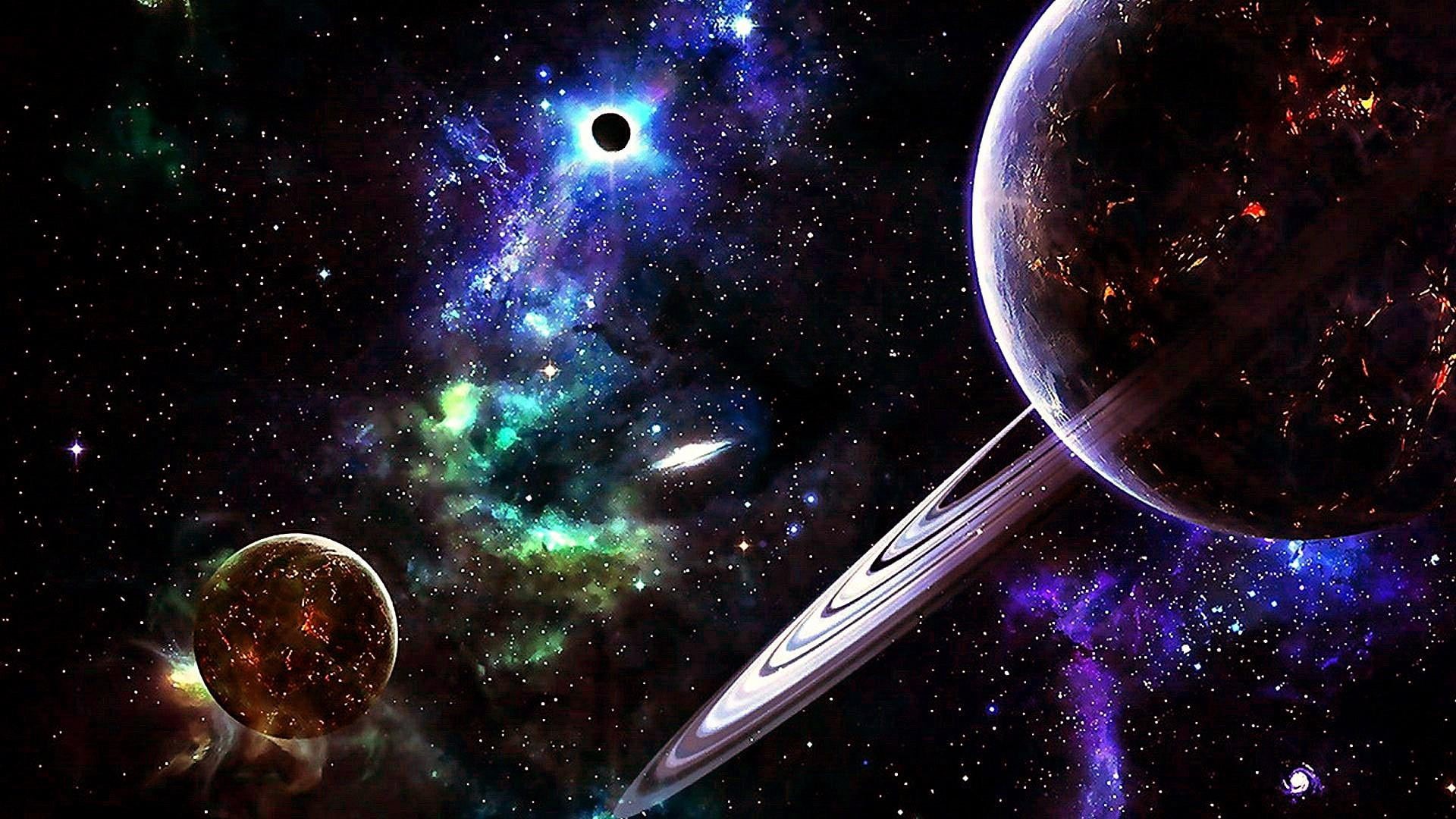 night, star, planetary ring, 1080P, outdoors, lens flare, planet - space, light - natural phenomenon, space, planet, no people, planetary moon, galaxy, HD Wallpaper