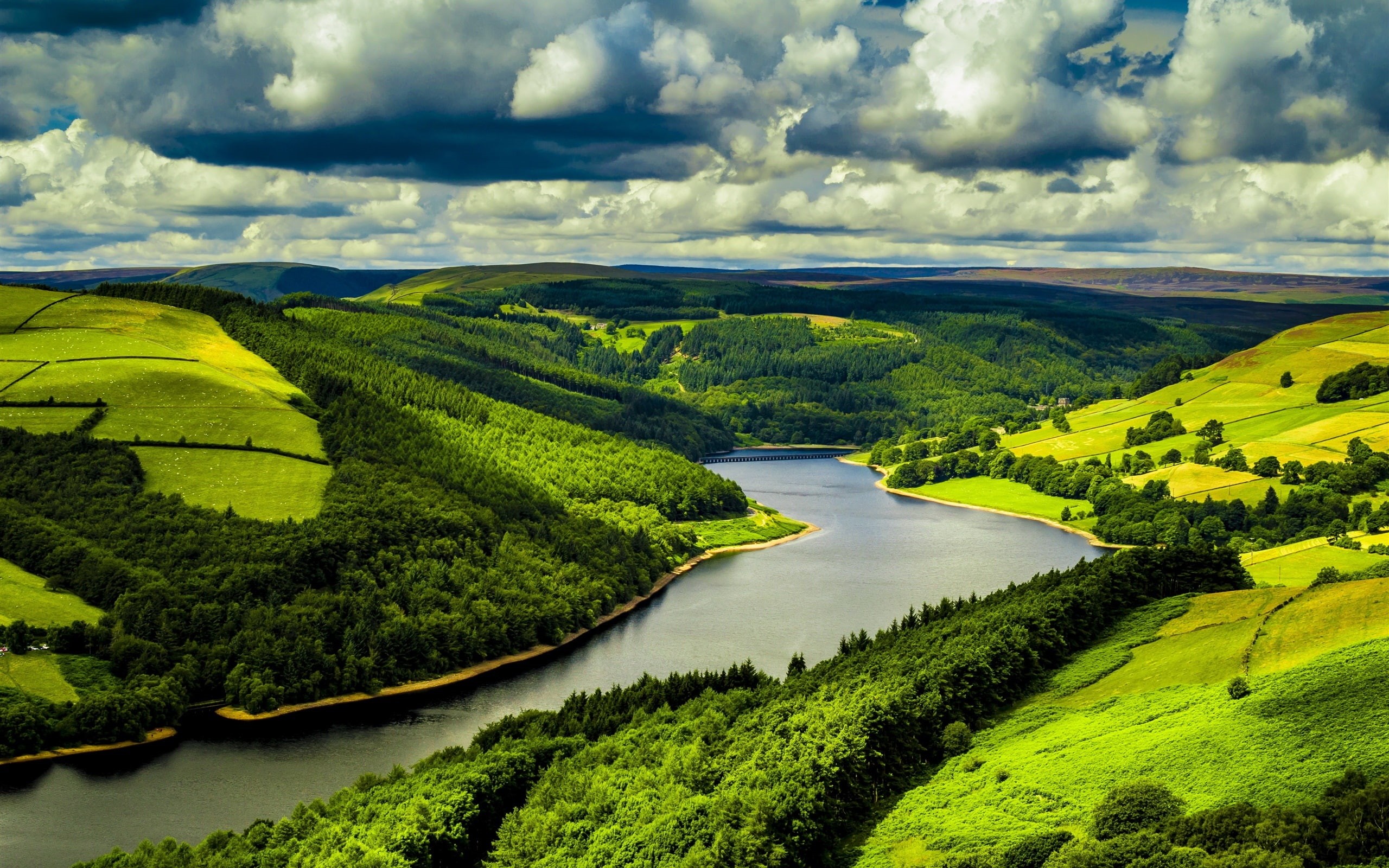 Nature, UK, Fields, River, Scenery, 2K, Clouds, Forest, HD Wallpaper
