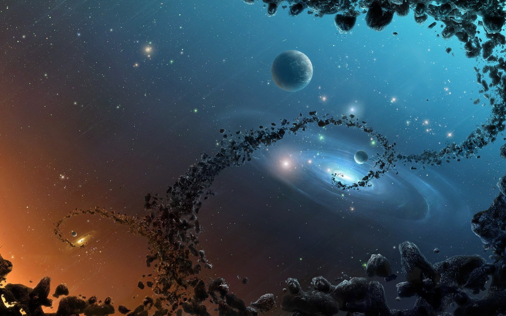 illustration, galaxy, universe, 720P, stars, planets, space, HD Wallpaper