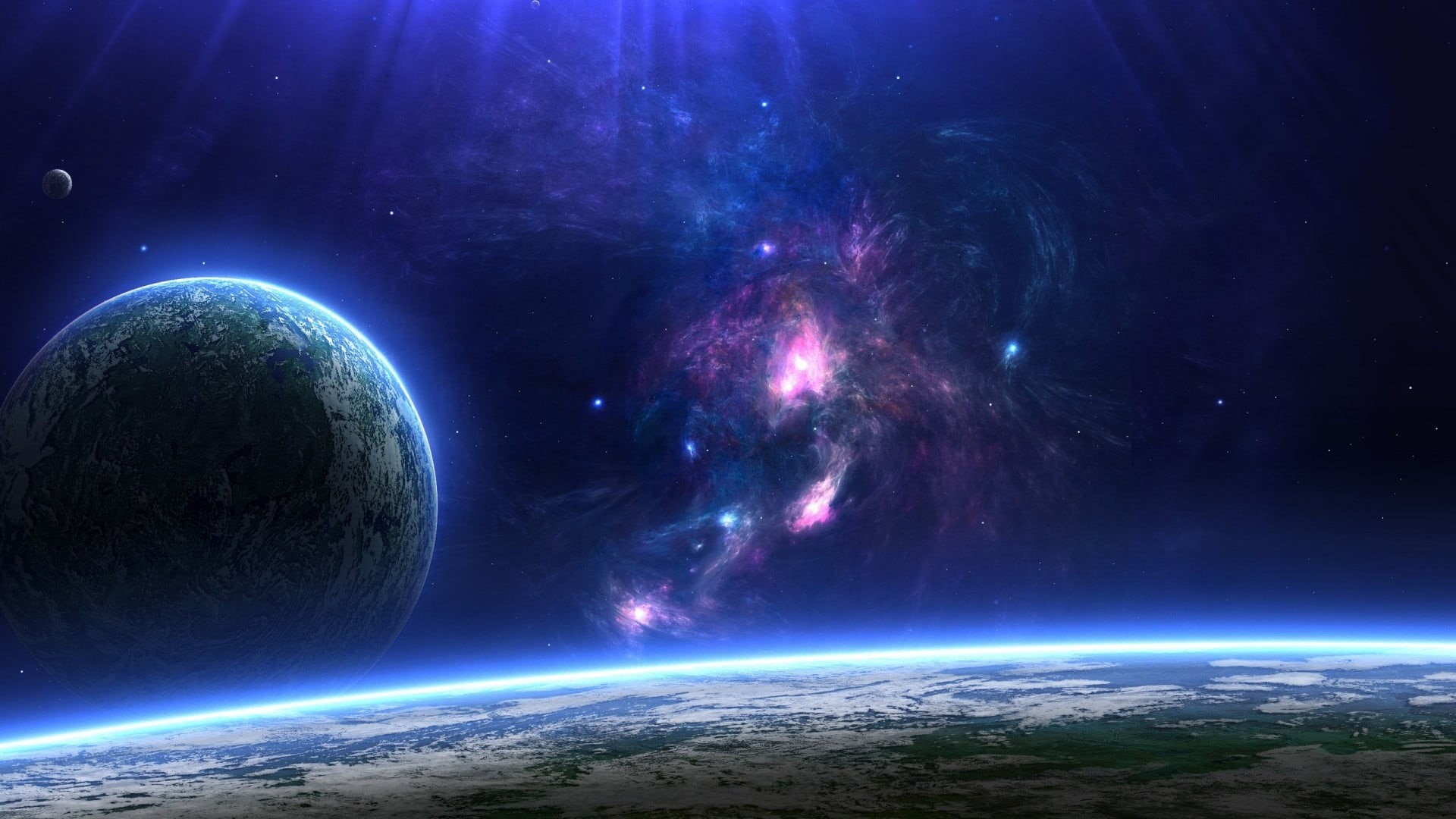 planet, outdoors, earth, shiny, star - space, abstract, environment, galaxy, astronomy, night, blue, scenics - nature, luminosity, glowing, planet - space, HD Wallpaper