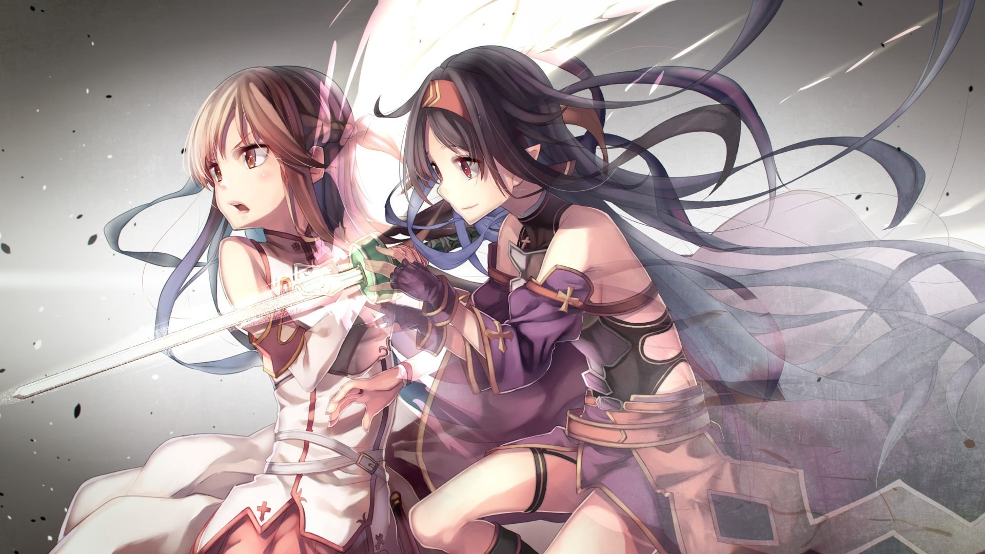 body part, young women, young adult, ribbon - sewing item, gloves, pointed ears, brunette, digital composite, Konno Yuuki, headband, human representation, HD Wallpaper