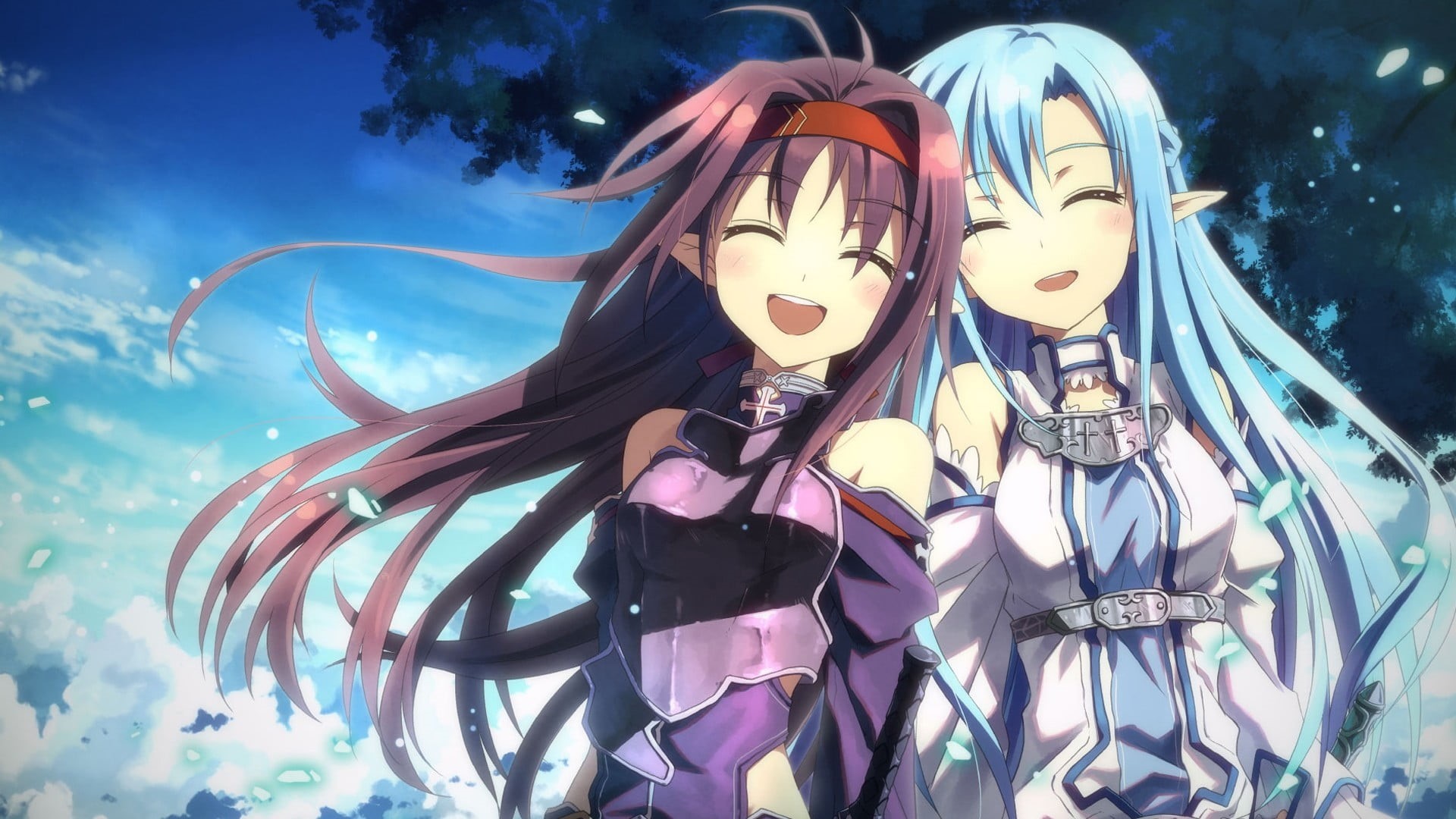 anime girls, 1080P, representation, day, brown, multi colored, Konno Yuuki, water, Yuuki Asuna, human representation, creativity, anime, female likeness, HD Wallpaper