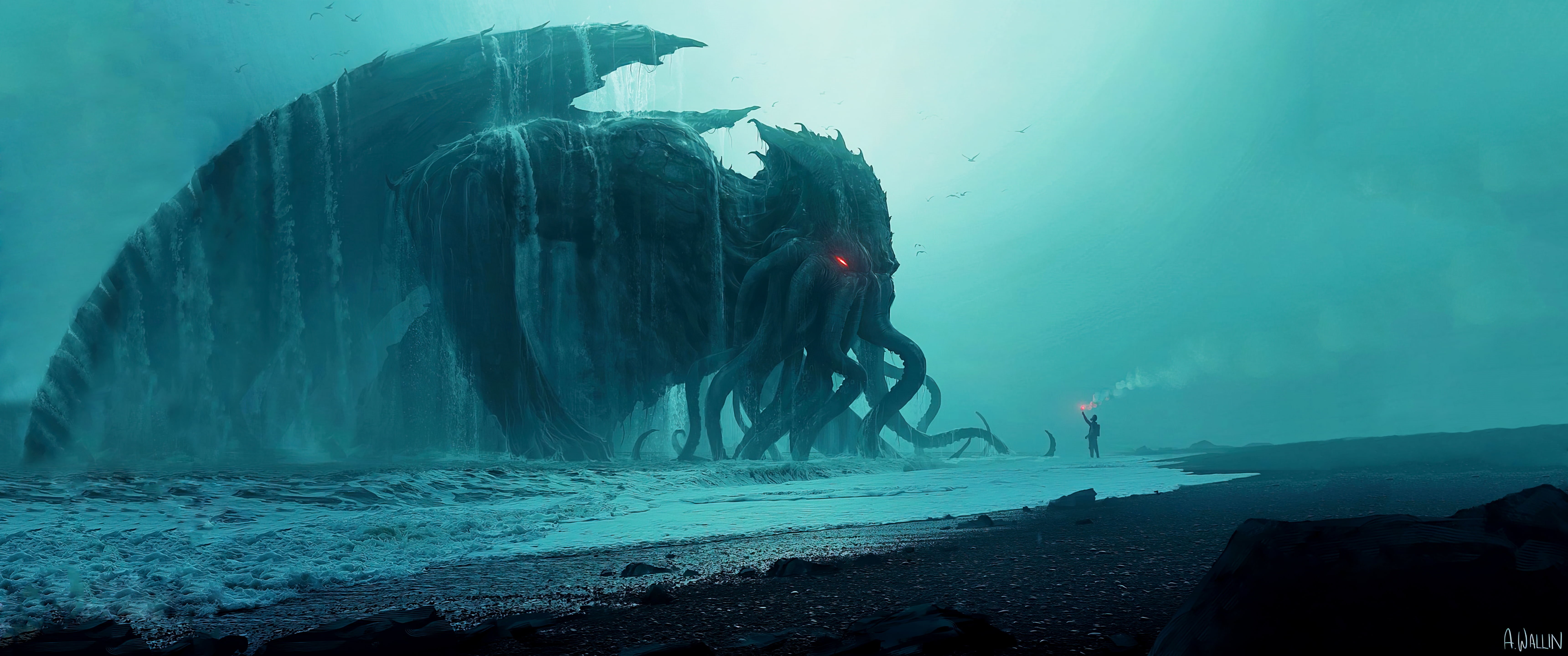 Cthulhu, ultrawide, 5K, Andree Wallin, HD Wallpaper